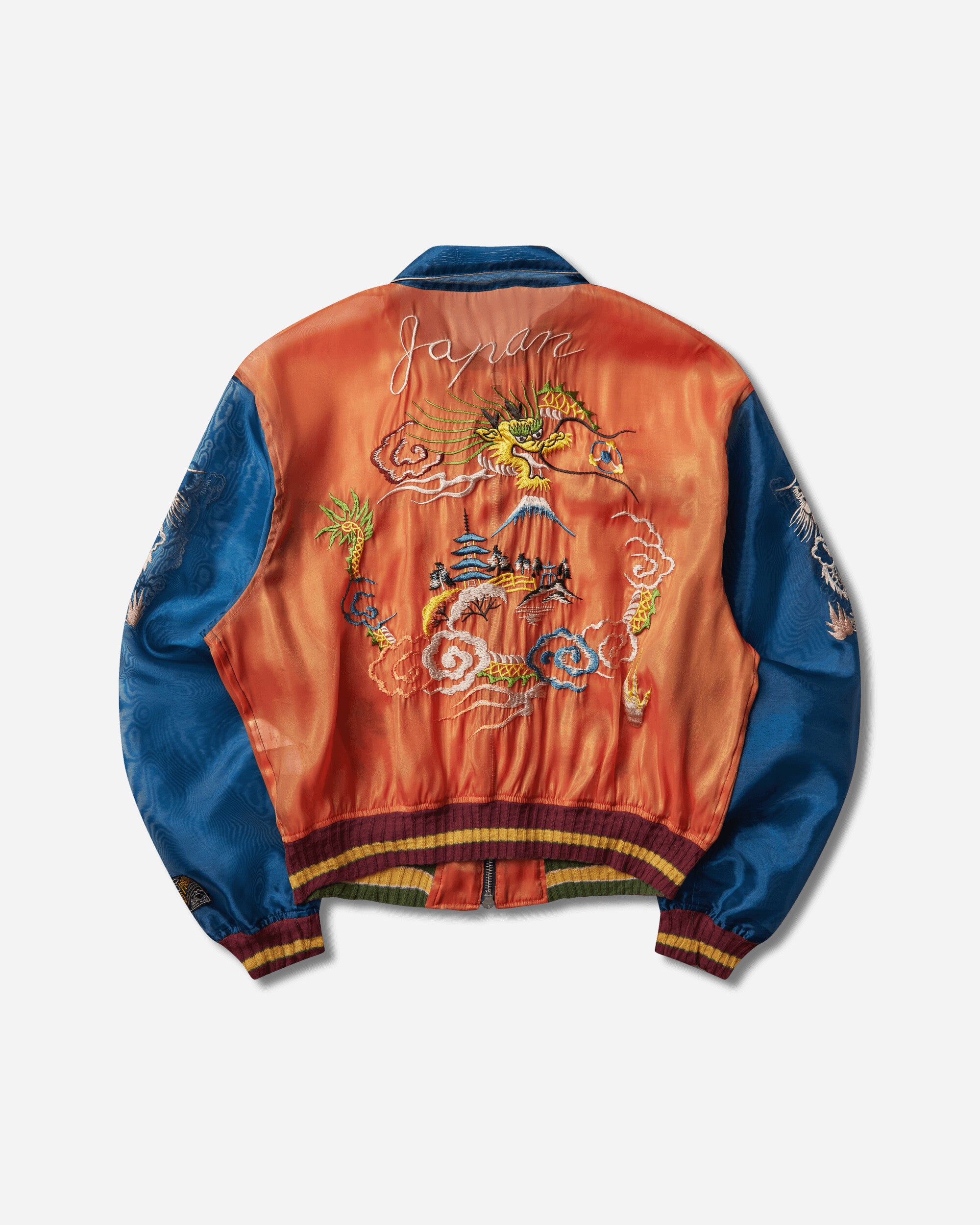KAPITAL Men's Sheer Pearl Mosquito Guard 2Tones Vietnam Jacket Orange / Blue, view 2