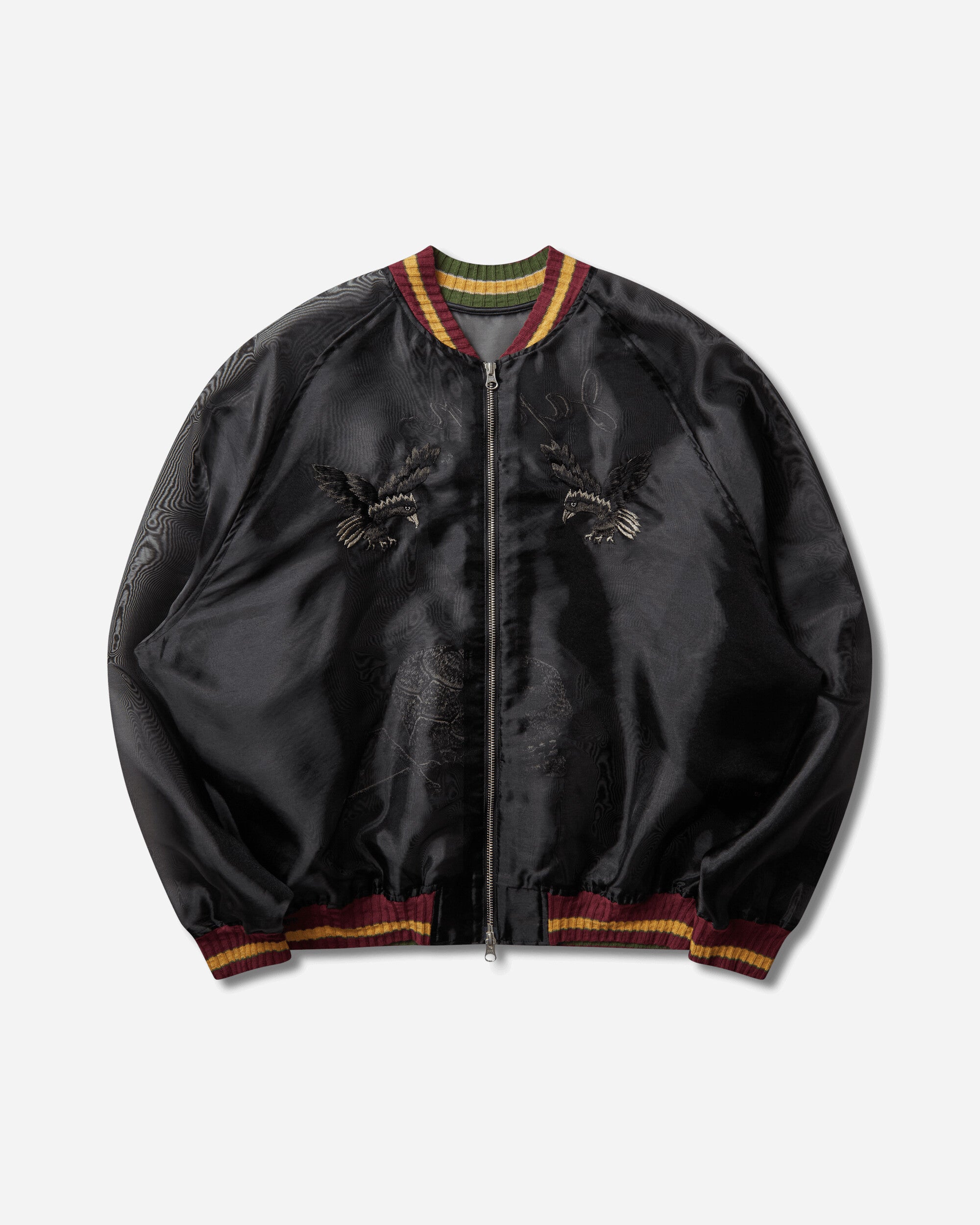 KAPITAL Men's Sheer Pearl Mosquito Guard Souvenir Jacket (Raven & Skull) Black