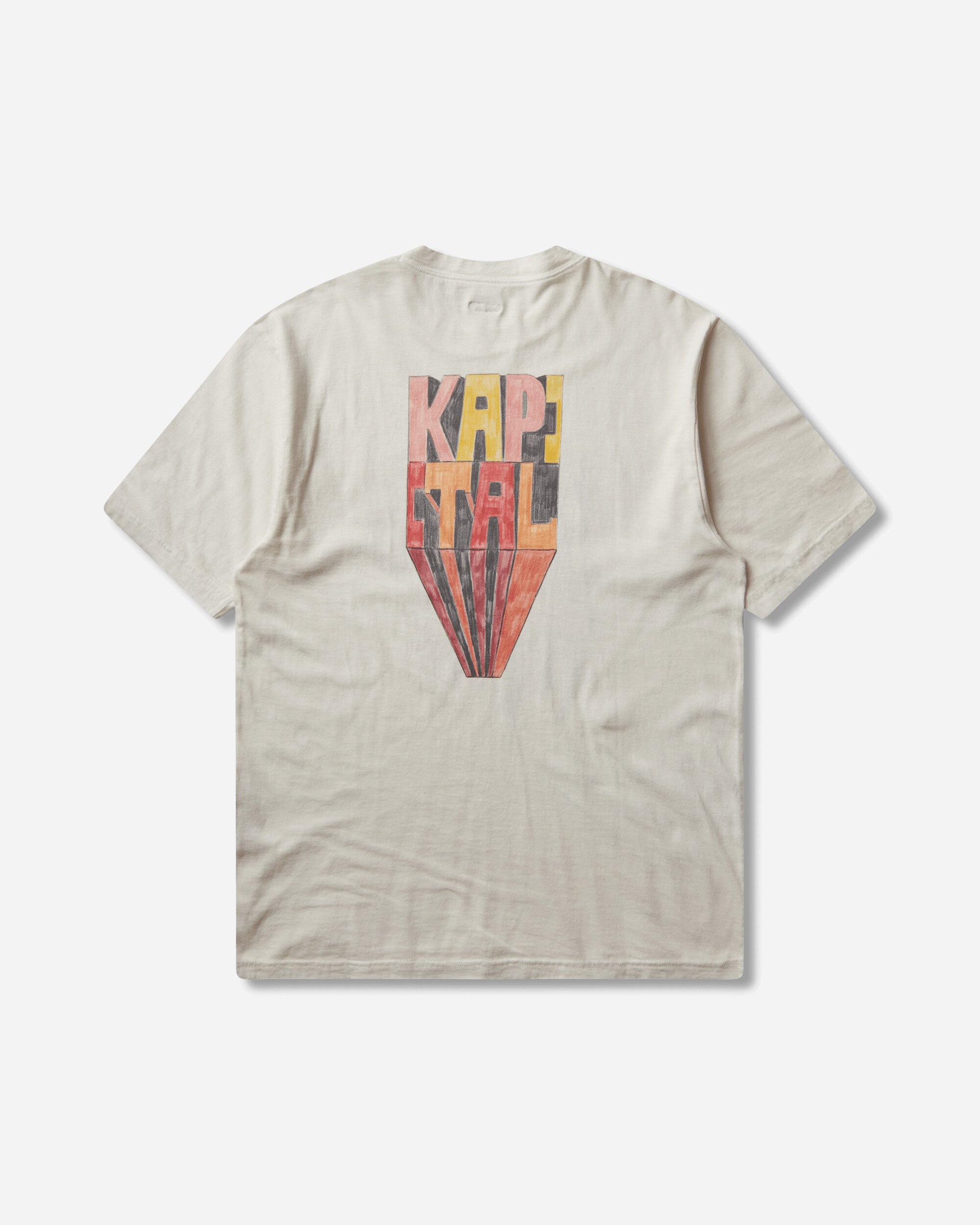 KAPITAL Men's 20/-Jersey Crew T-Shirt (Analog Piano Man) Ecru, view 2