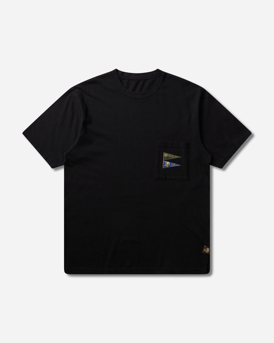 KAPITAL Men's 20/-Jersey Pennant T-Shirt (3Flags) Black