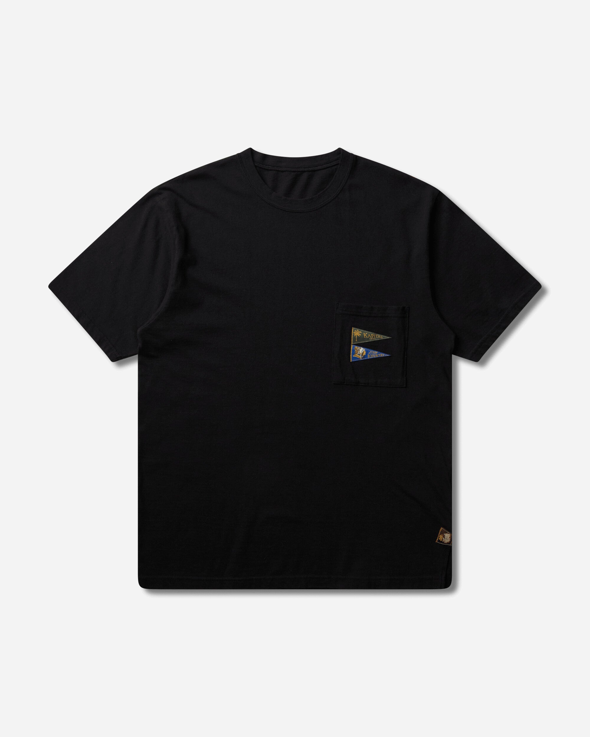 KAPITAL Men's 20/-Jersey Pennant T-Shirt (3Flags) Black
