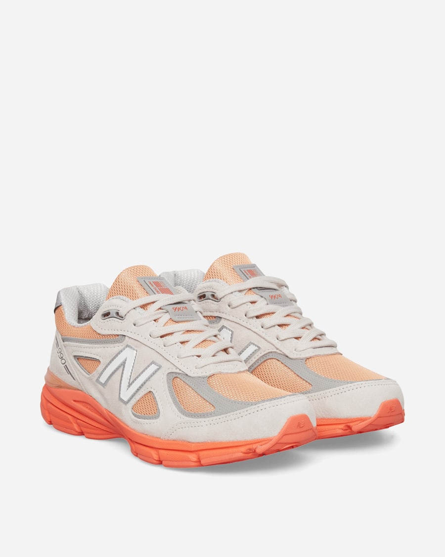 New Balance Made in USA 990v4 Sneakers Moonbeam / Tangerine Heat / Dried Orange, view 2