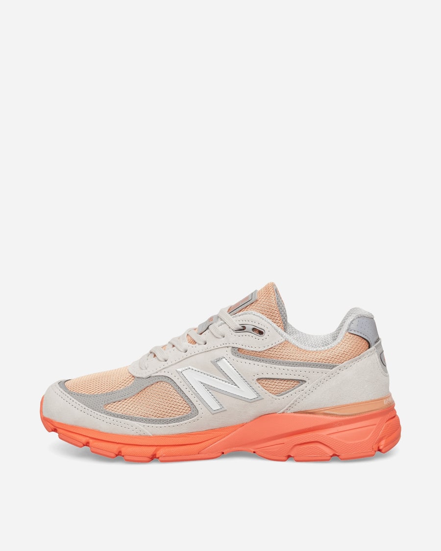 New Balance Made in USA 990v4 Sneakers Moonbeam / Tangerine Heat / Dried Orange, view 3