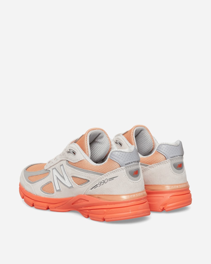 New Balance Made in USA 990v4 Sneakers Moonbeam / Tangerine Heat / Dried Orange, view 4