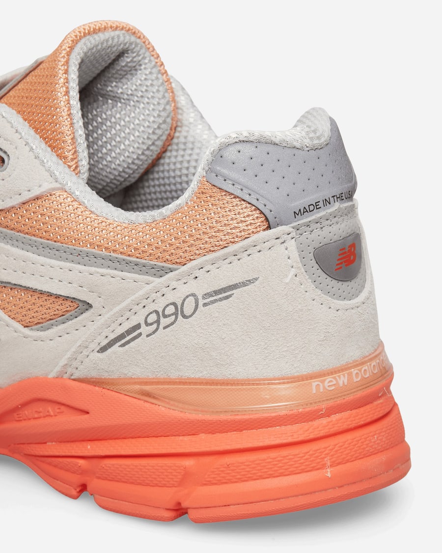 New Balance Made in USA 990v4 Sneakers Moonbeam / Tangerine Heat / Dried Orange, view 6