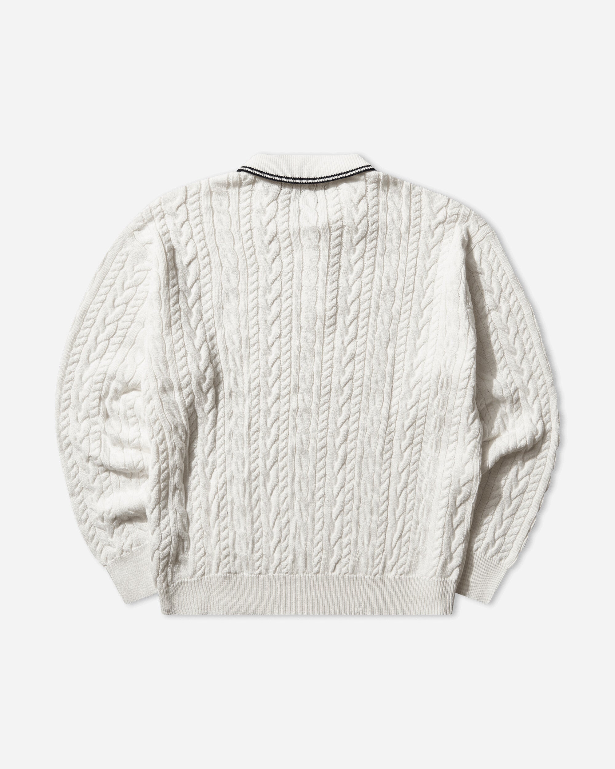 Polo Ralph Lauren Men's Relaxed Fit Cable-Knit Polo Jumper Trophy Cream, view 2