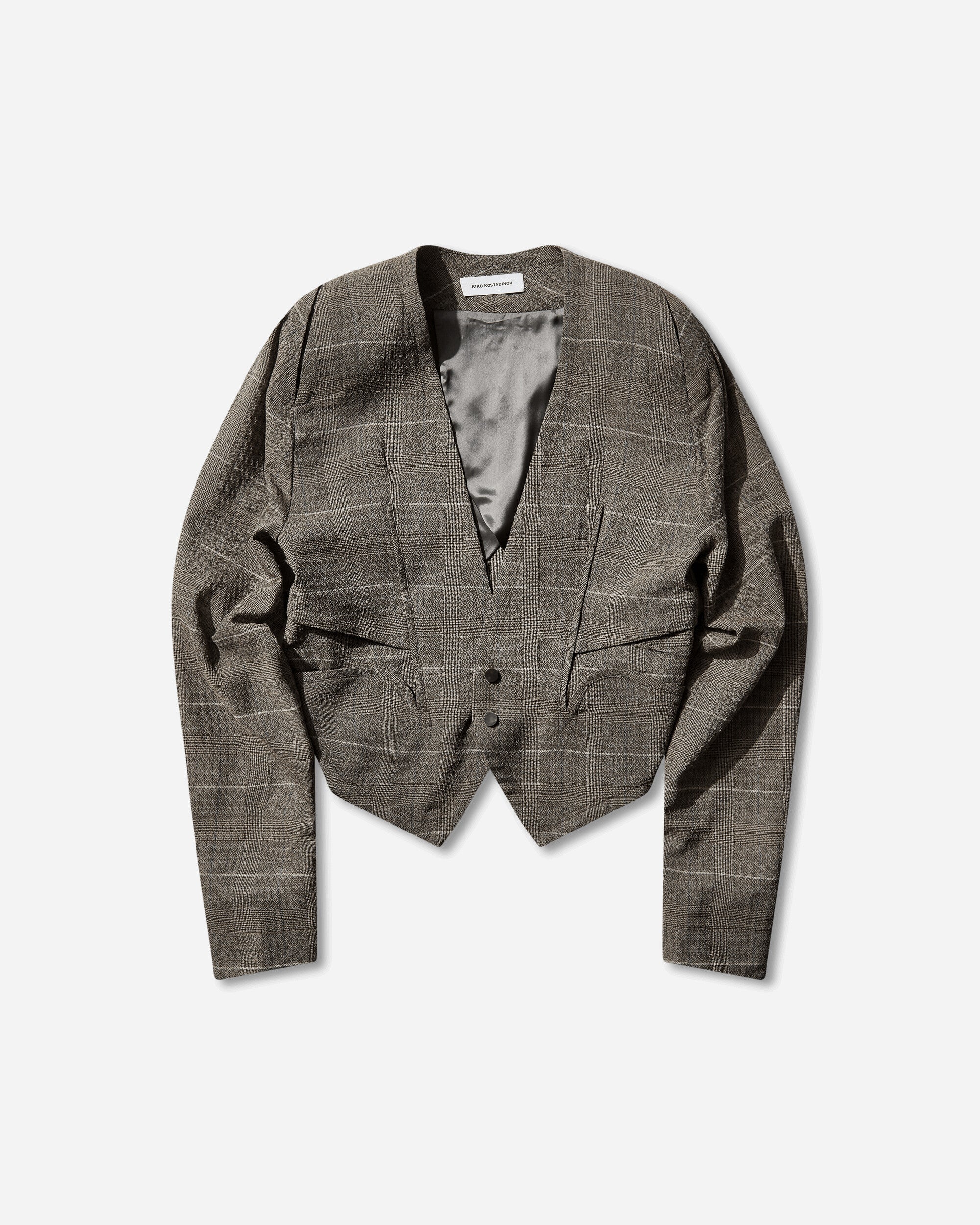 Kiko Kostadinov Men's Andras Tailored Jacket Taupe Check