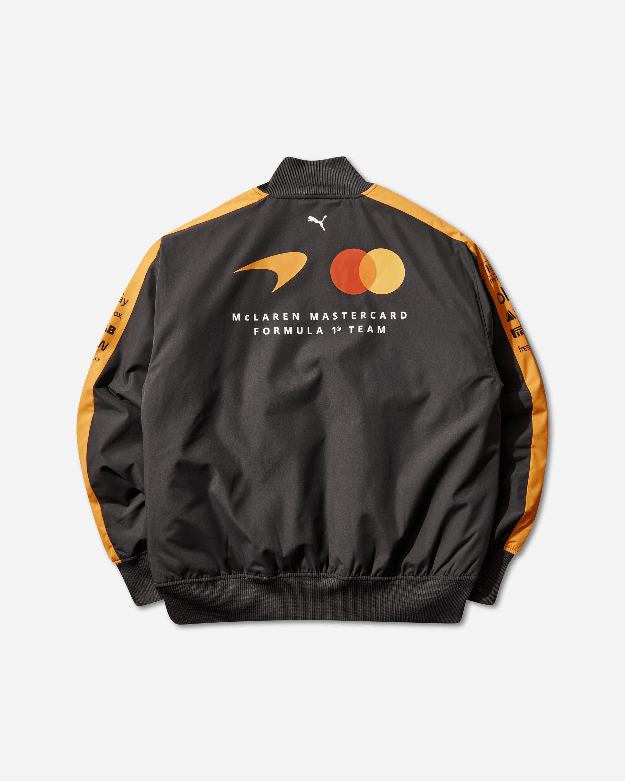 Puma Men's McLAREN RACING Replica Bomber Jacket Papaya, view 2