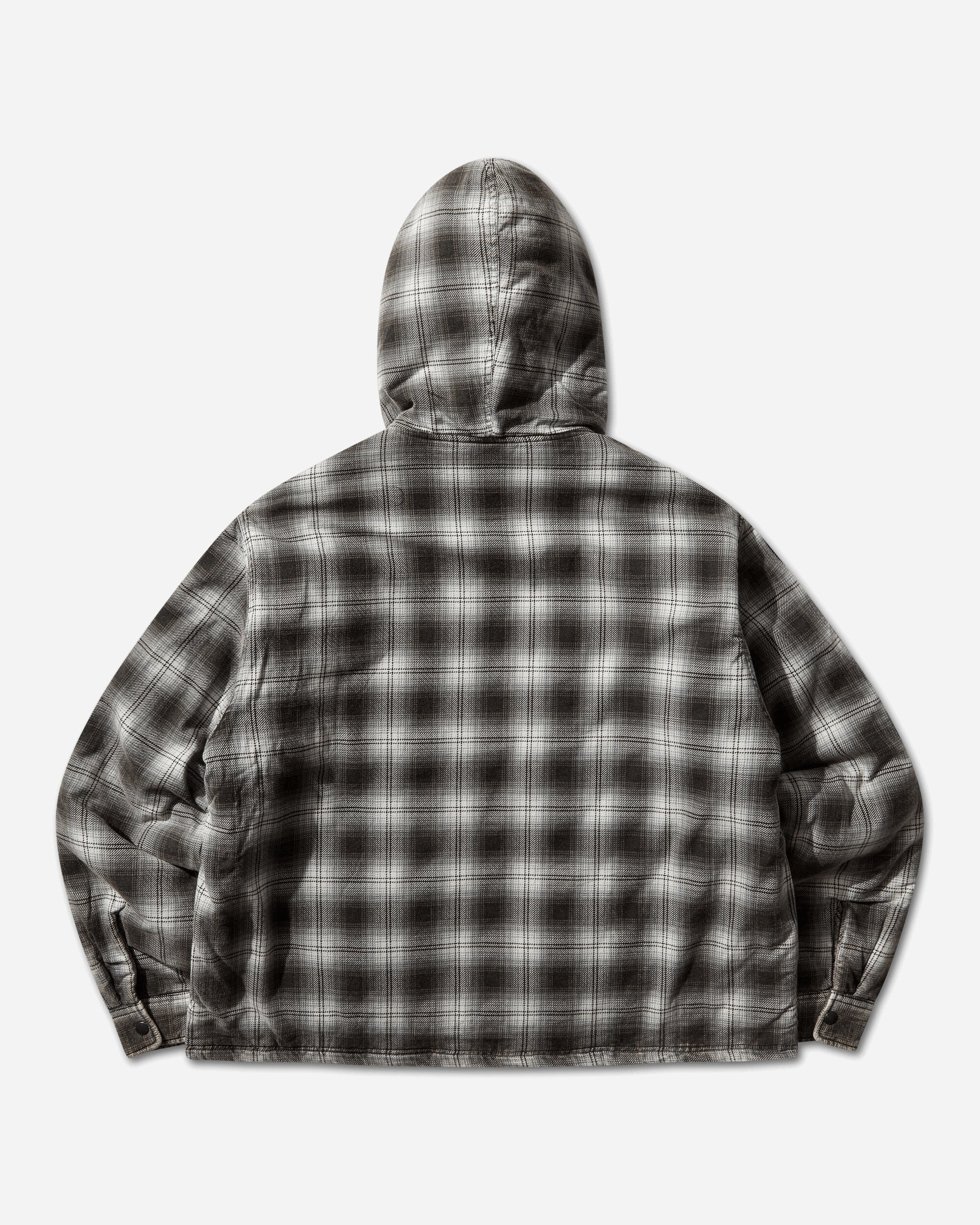 Stüssy Zip Hooded Plaid Shirt Charcoal, view 2