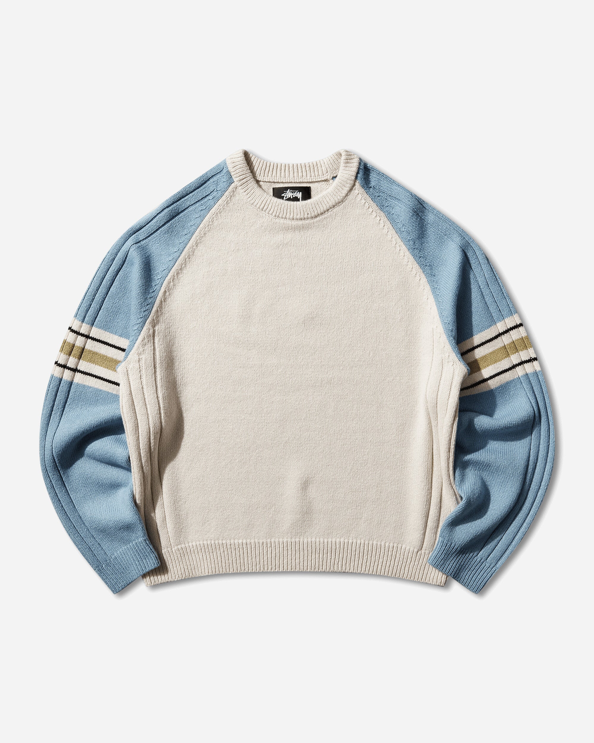 Stüssy Stripe Raglan Crewneck Sweater Blue