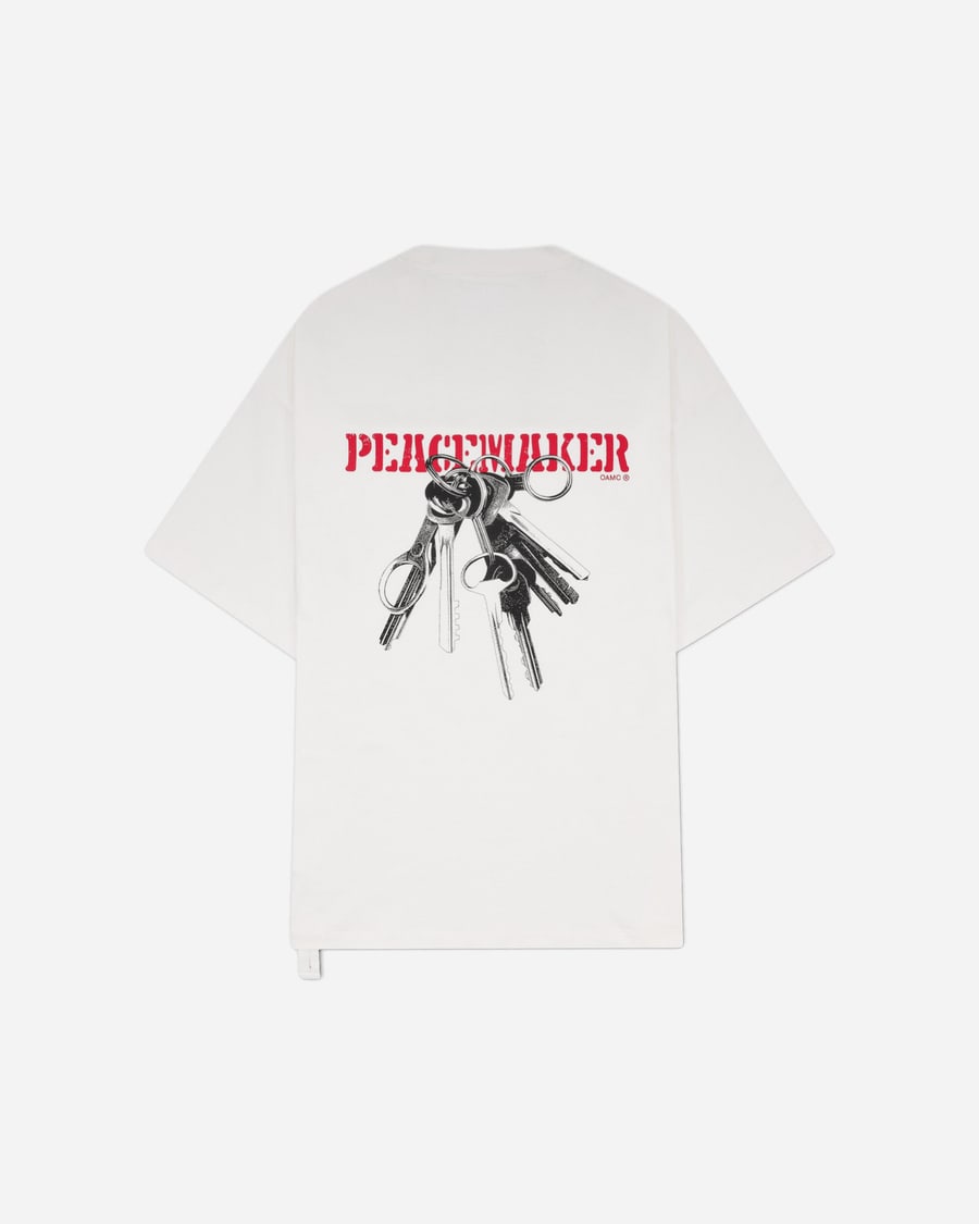 OAMC Peacemaker Men's Keys Print Oversized Fit T-Shirt White, view 2