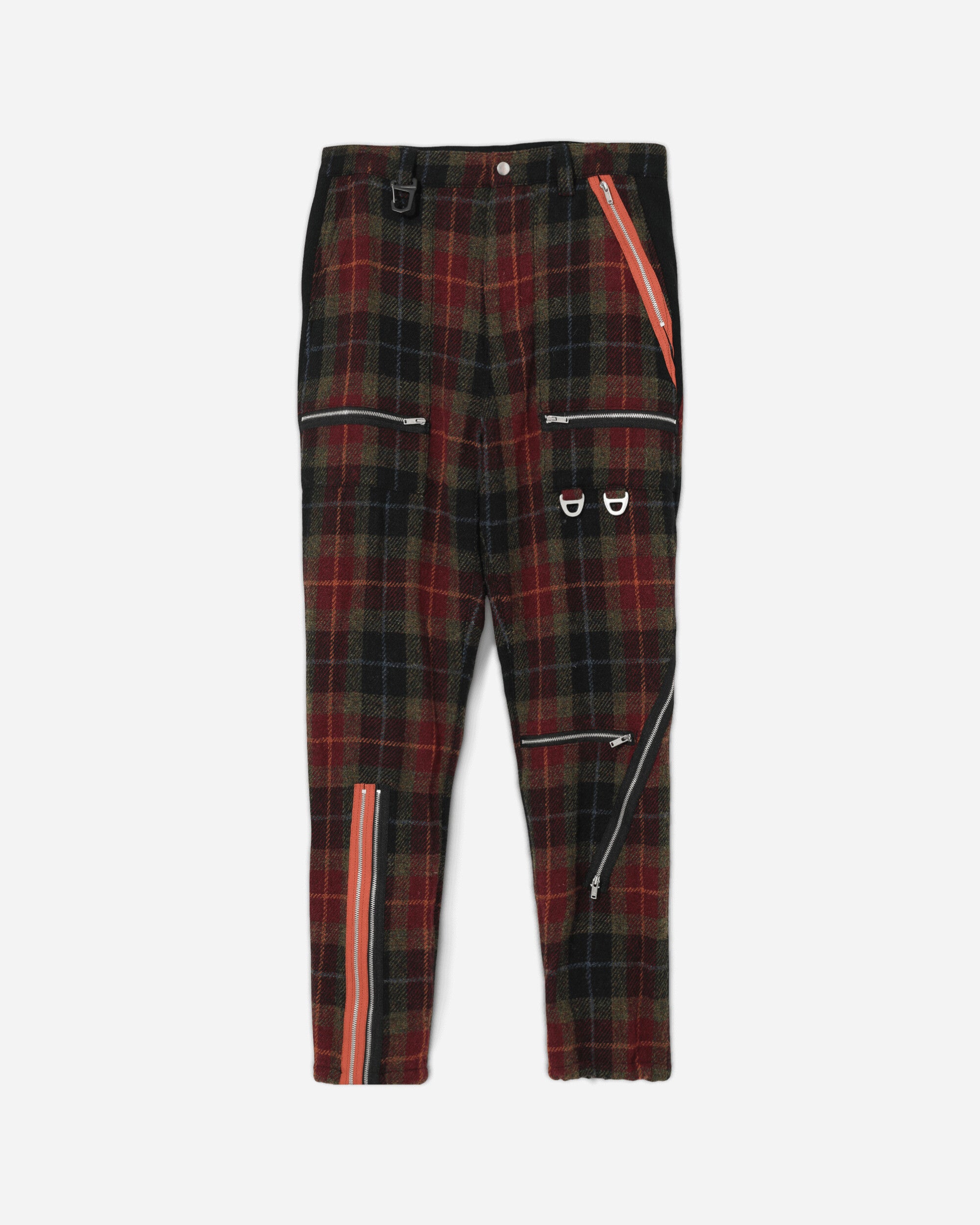 Undercover Men's Harris Tweed Wool Zip Pants Bordaux