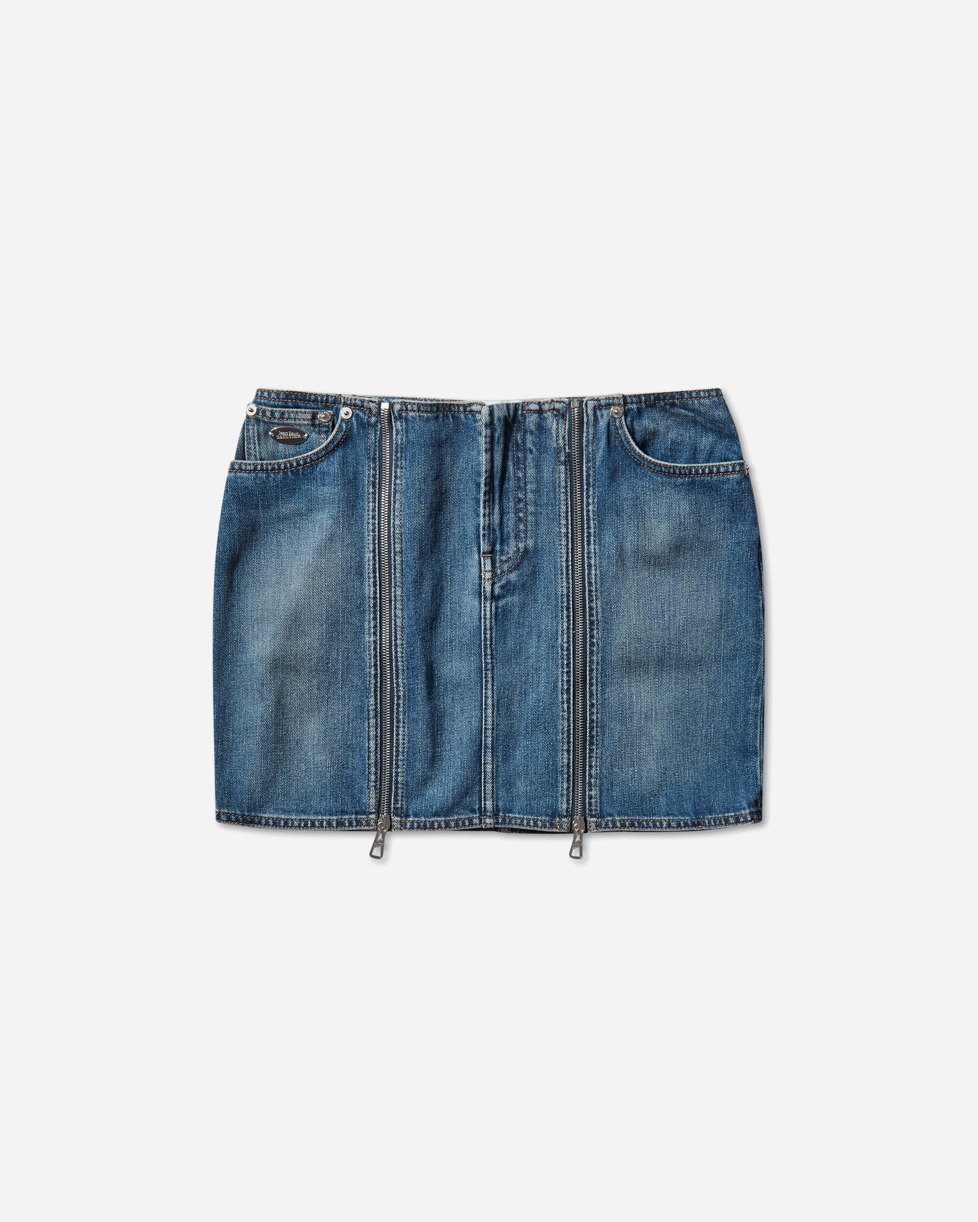 Jean Paul Gaultier Women's Zipped Denim Skirt Blue