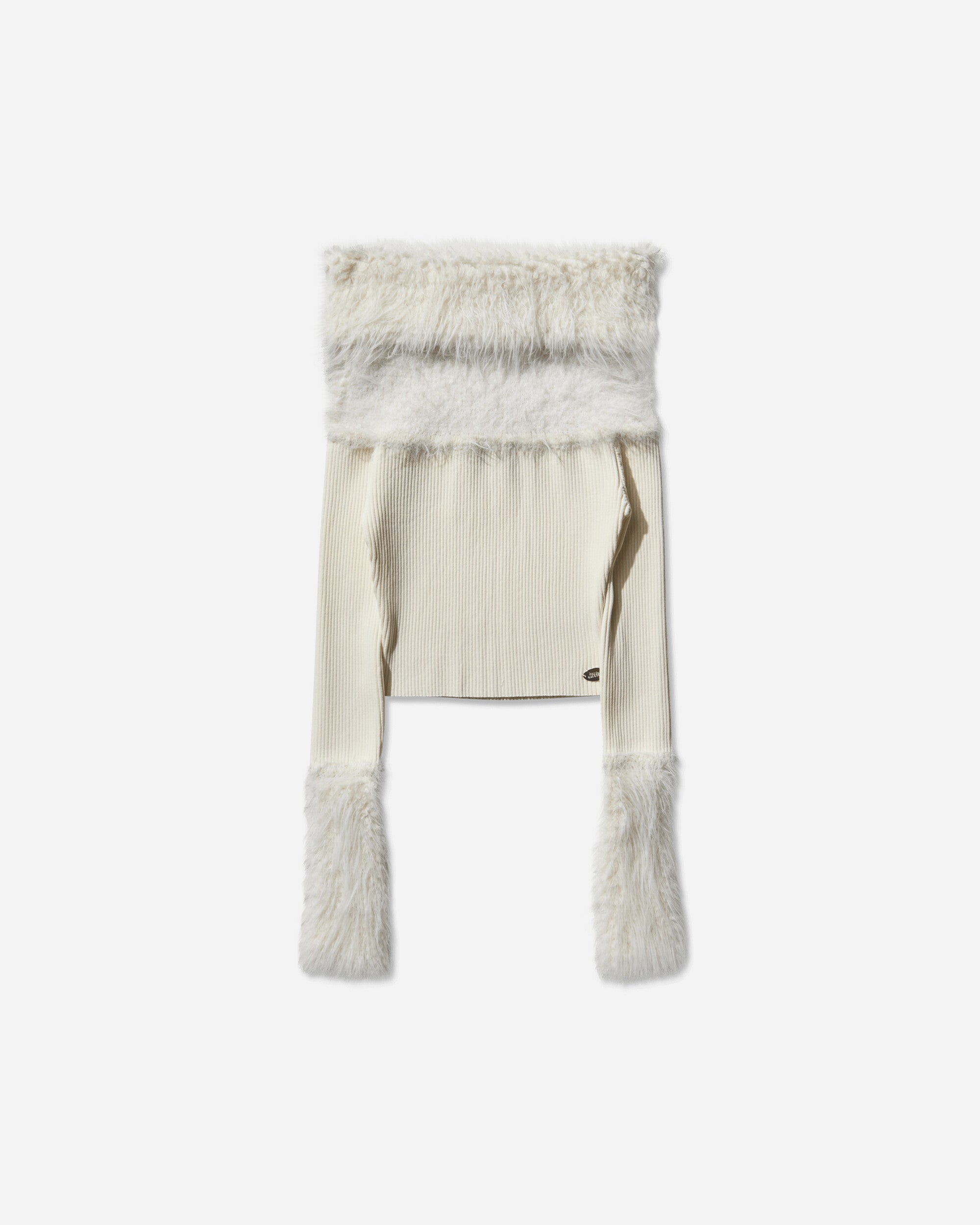 Jean Paul Gaultier Women's Off-Shoulder Hairy Sweater Ecru