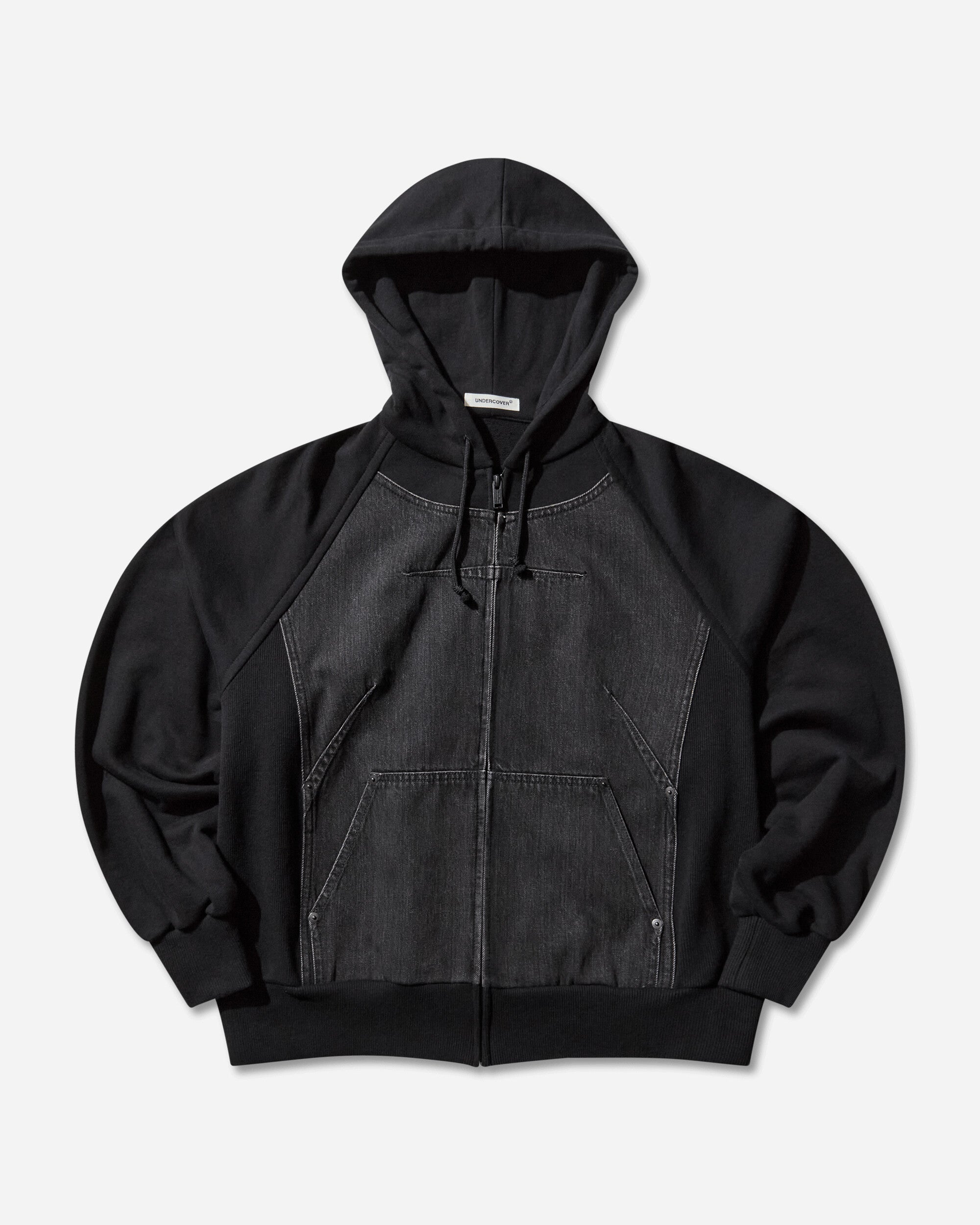 Undercover Women's Denim and Cotton Zip Hoodie Black