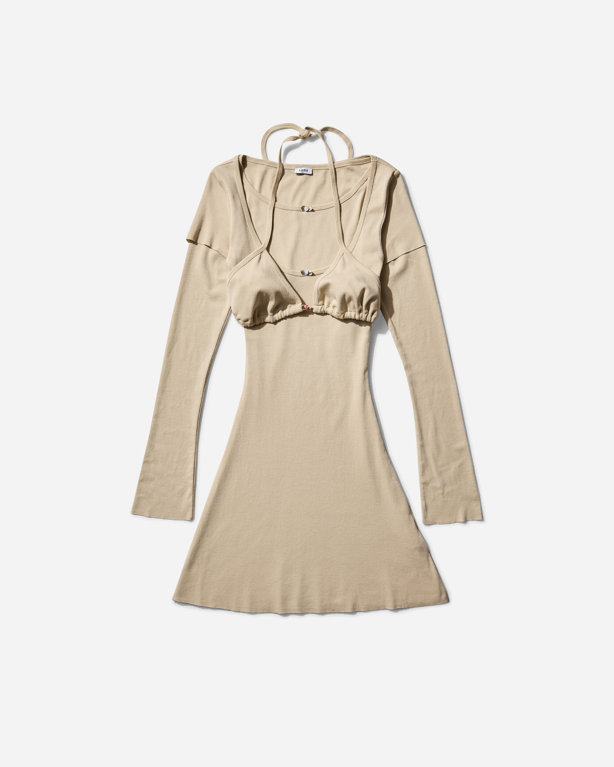 Abra Women's Overlayered Dress Beige
