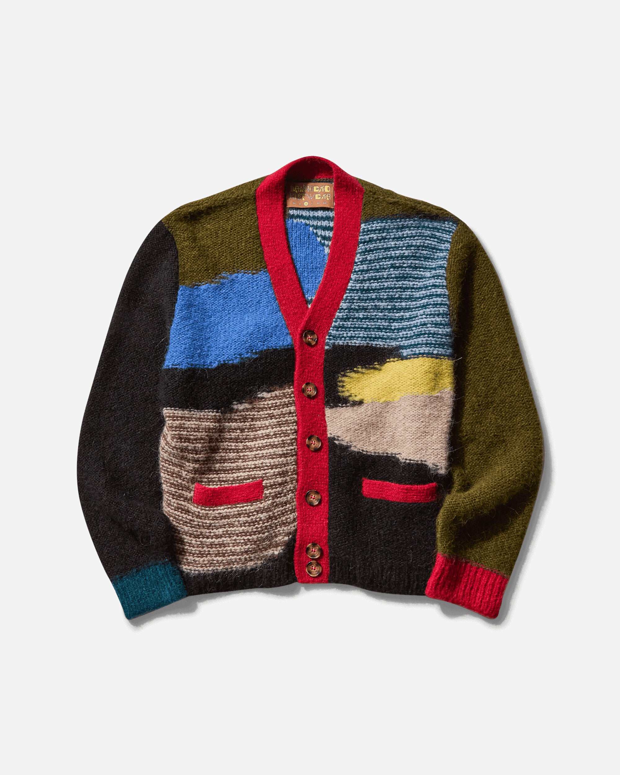 Brain Dead Men's Mix Pattern Cardigan Olive
