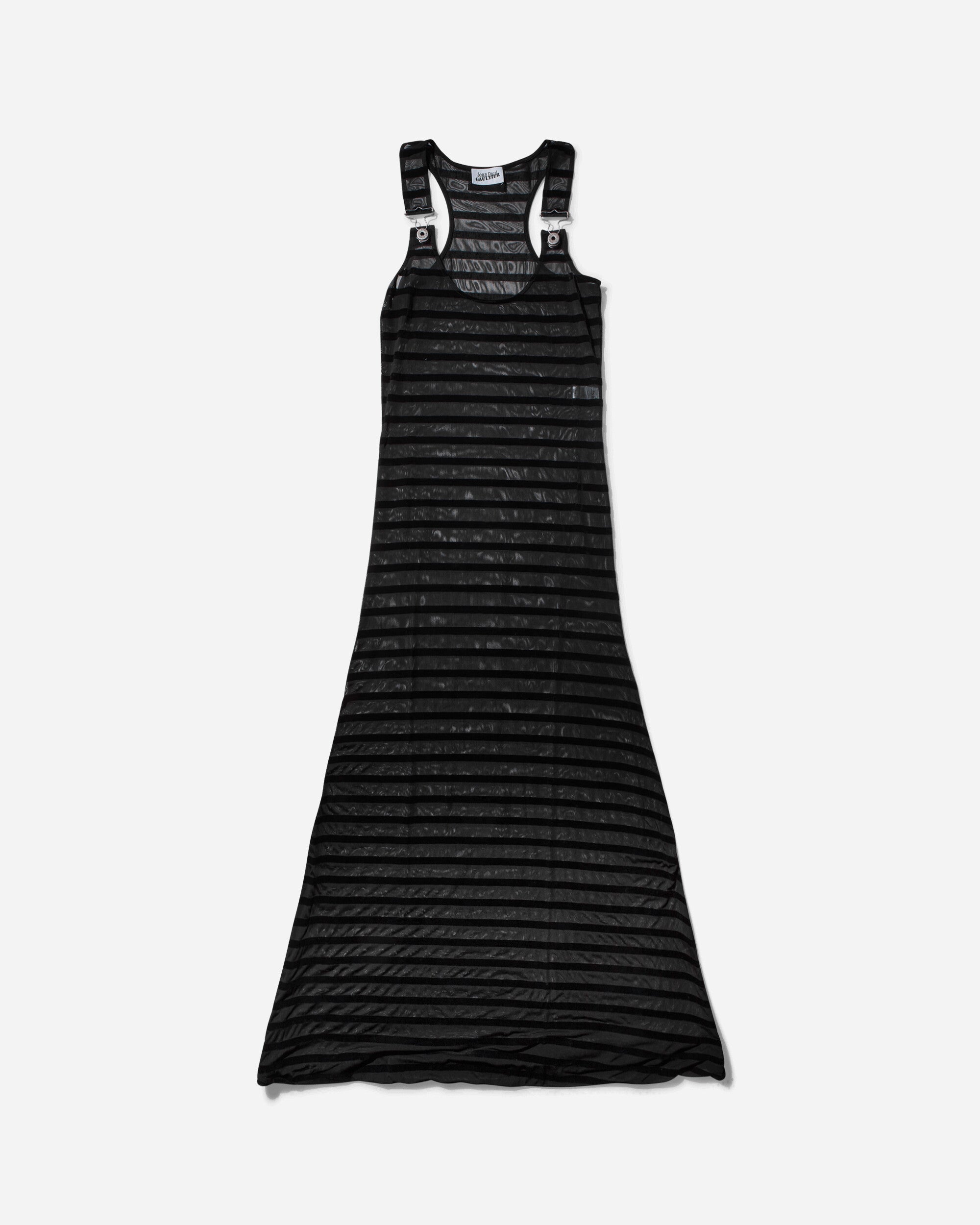 Jean Paul Gaultier Women's Striped Mesh Long Dress Black
