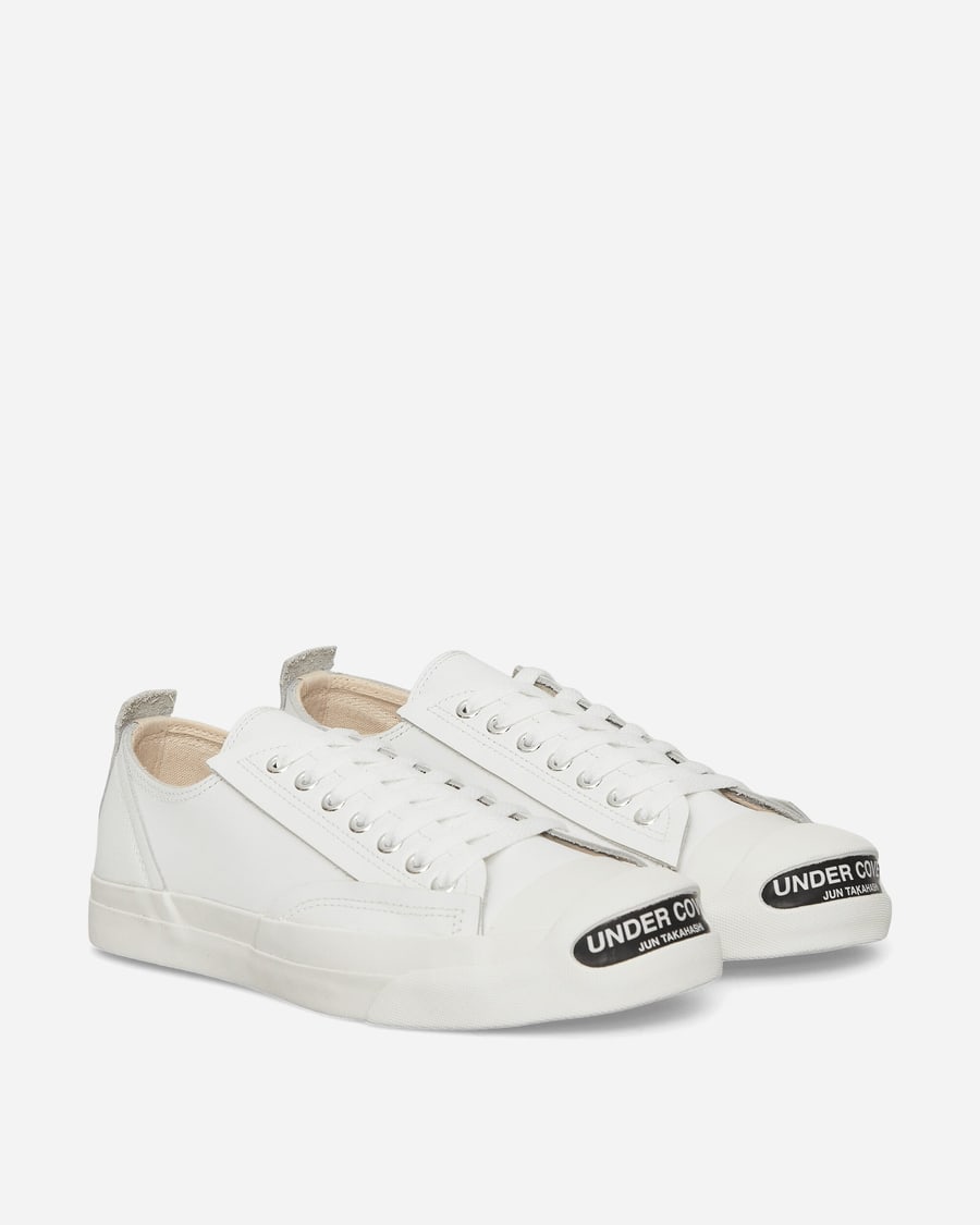 Undercover Men's Toe Logo Leather Sneakers White, view 2