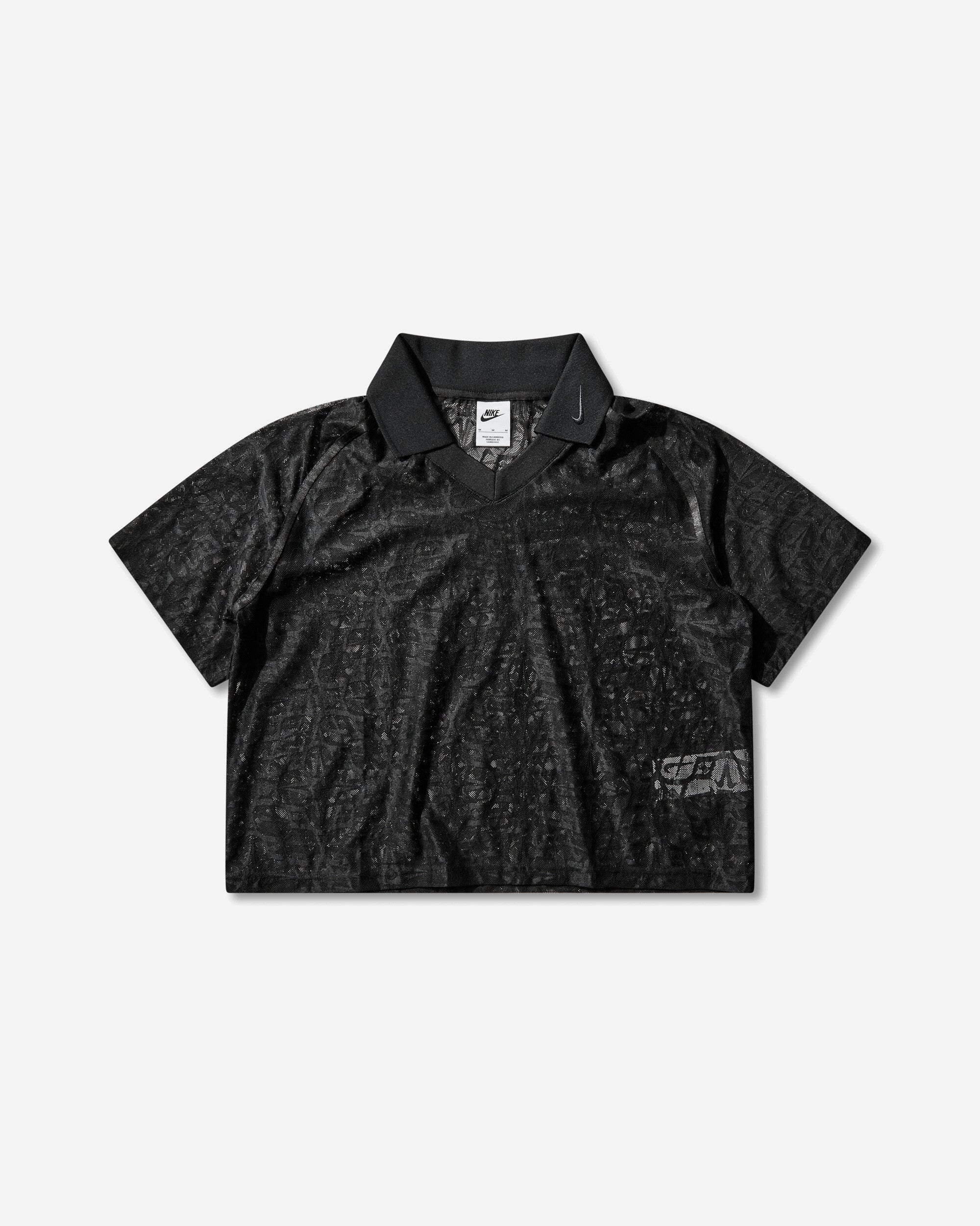 Nike Women's Loose Lace Polo Jersey Top Black