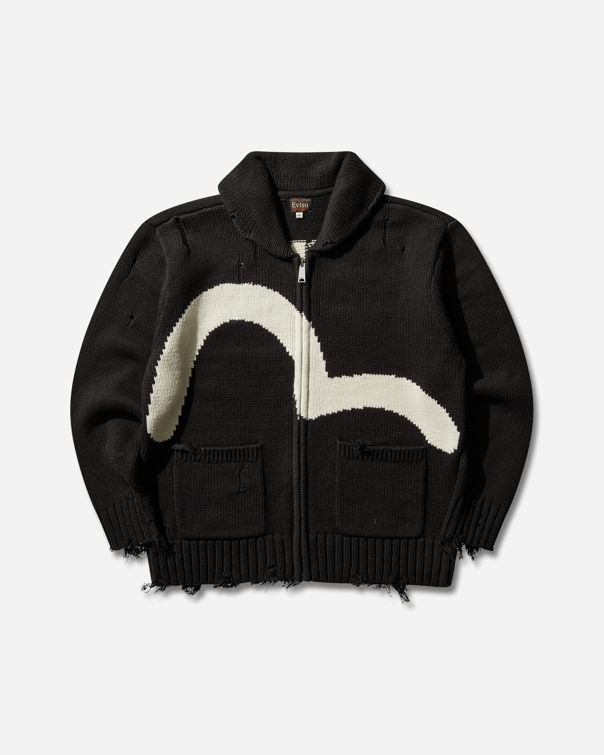 Evisu Men's Cowichan Cardigan Jacket Black