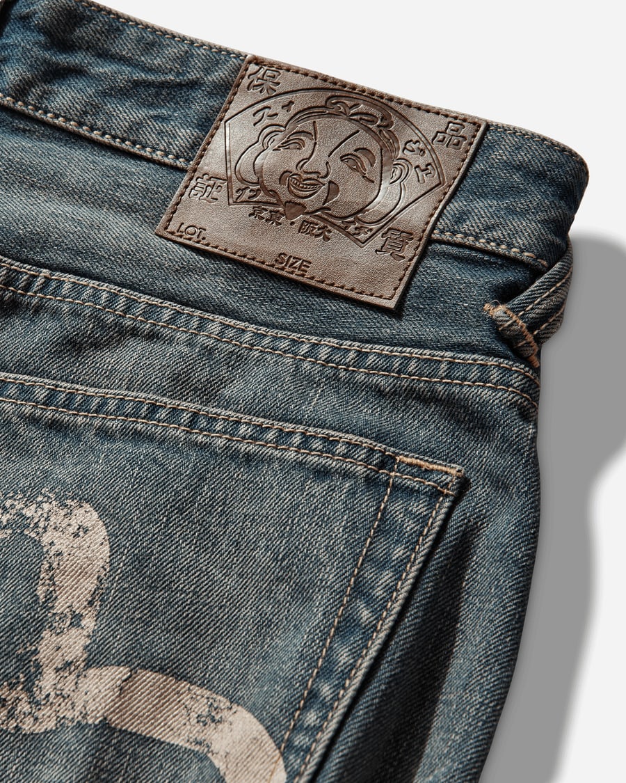 Evisu Men's Washed Bondage Jeans Indigo, view 4
