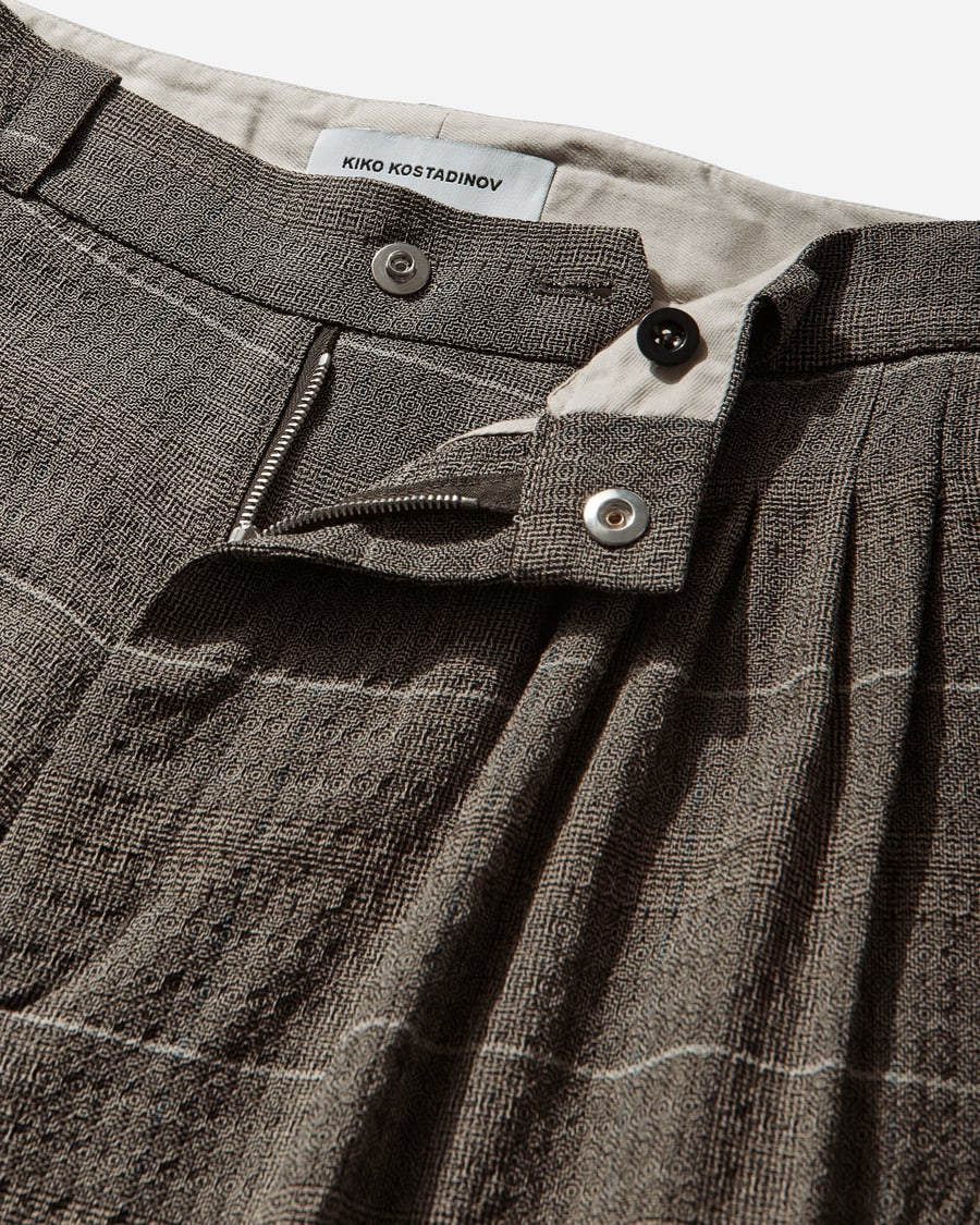 Kiko Kostadinov Men's Andras Formal Trousers Taupe Check, view 3