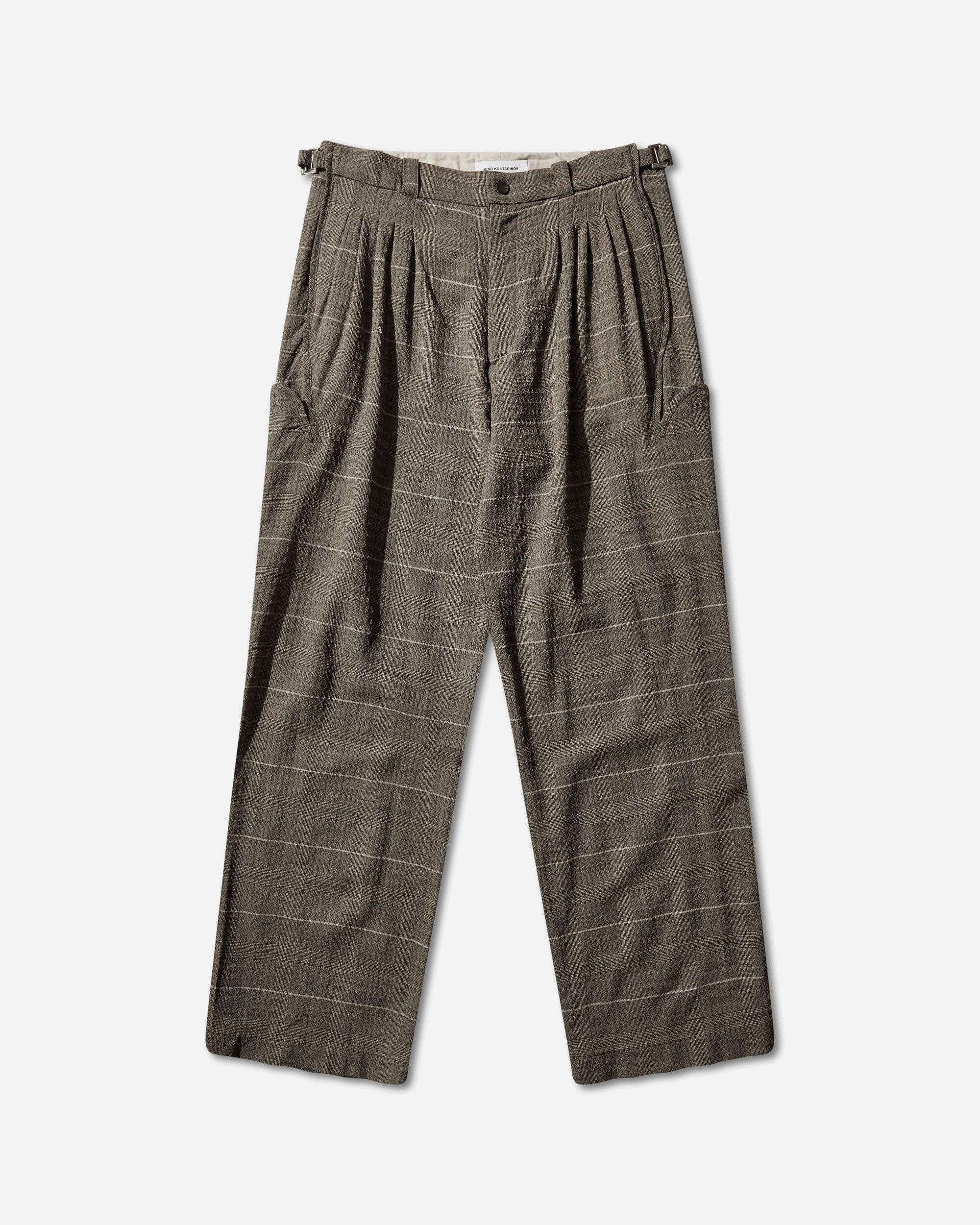Kiko Kostadinov Men's Andras Formal Trousers Taupe Check