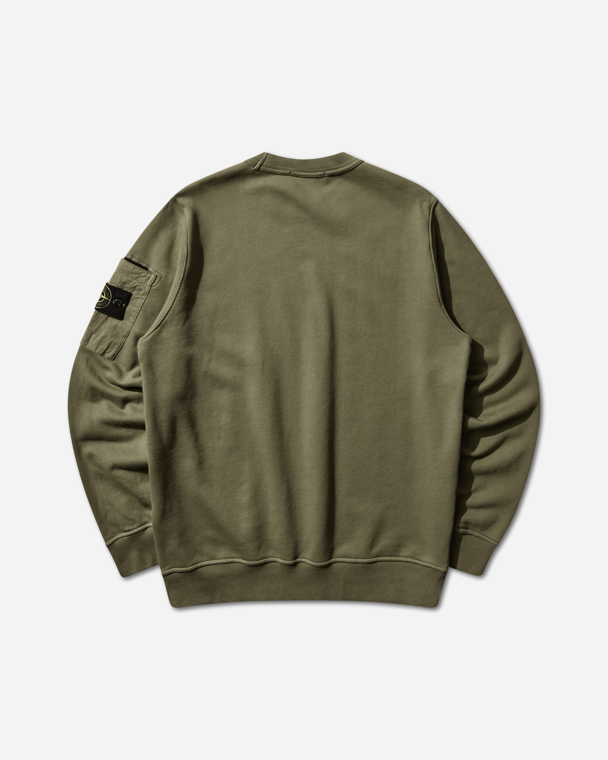 Stone Island Men's Cotton Fleece Pocket Crewneck Sweatshirt Military Green, view 2