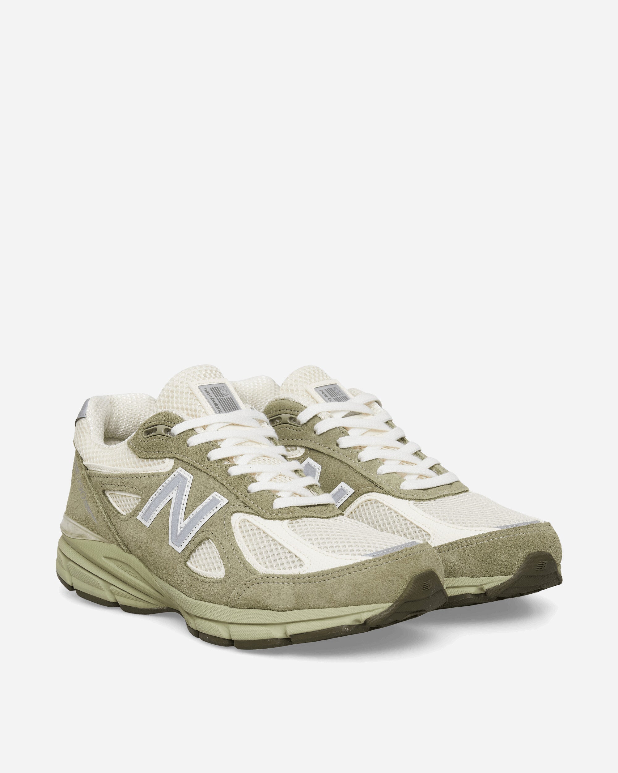 New Balance Made in USA 990v4 Sneakers Olive Leaf / Permafrost / Light Olive, view 2