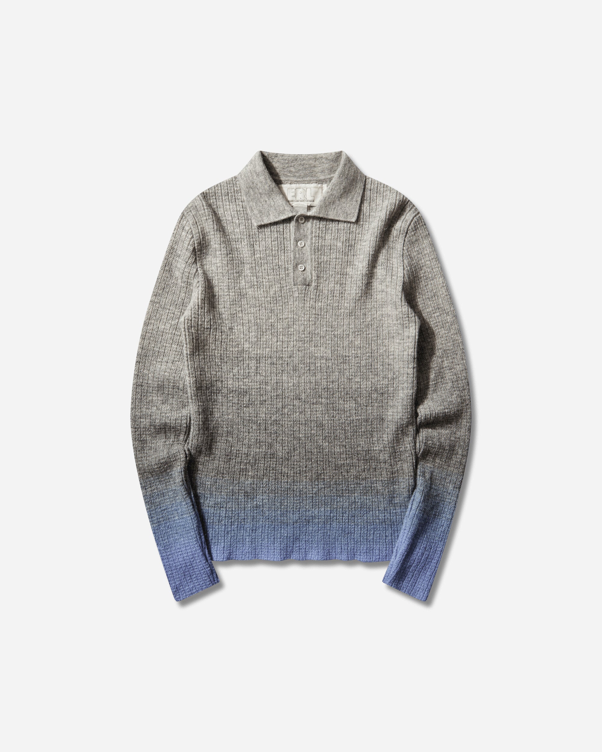 ERL Men's Thin Gradient Polo Knit Grey / Blue