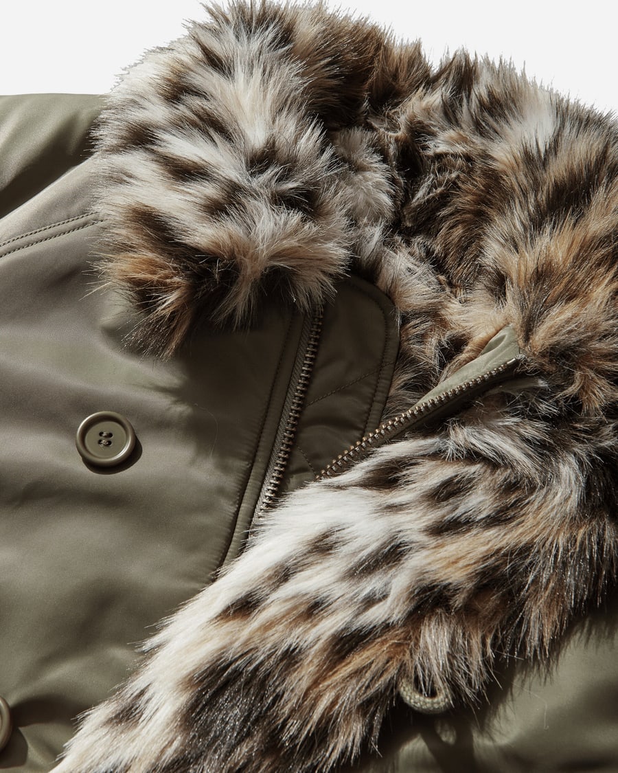 Protocol Index Exaggerated Shoulder Fur N2B Jacket Olive, view 3