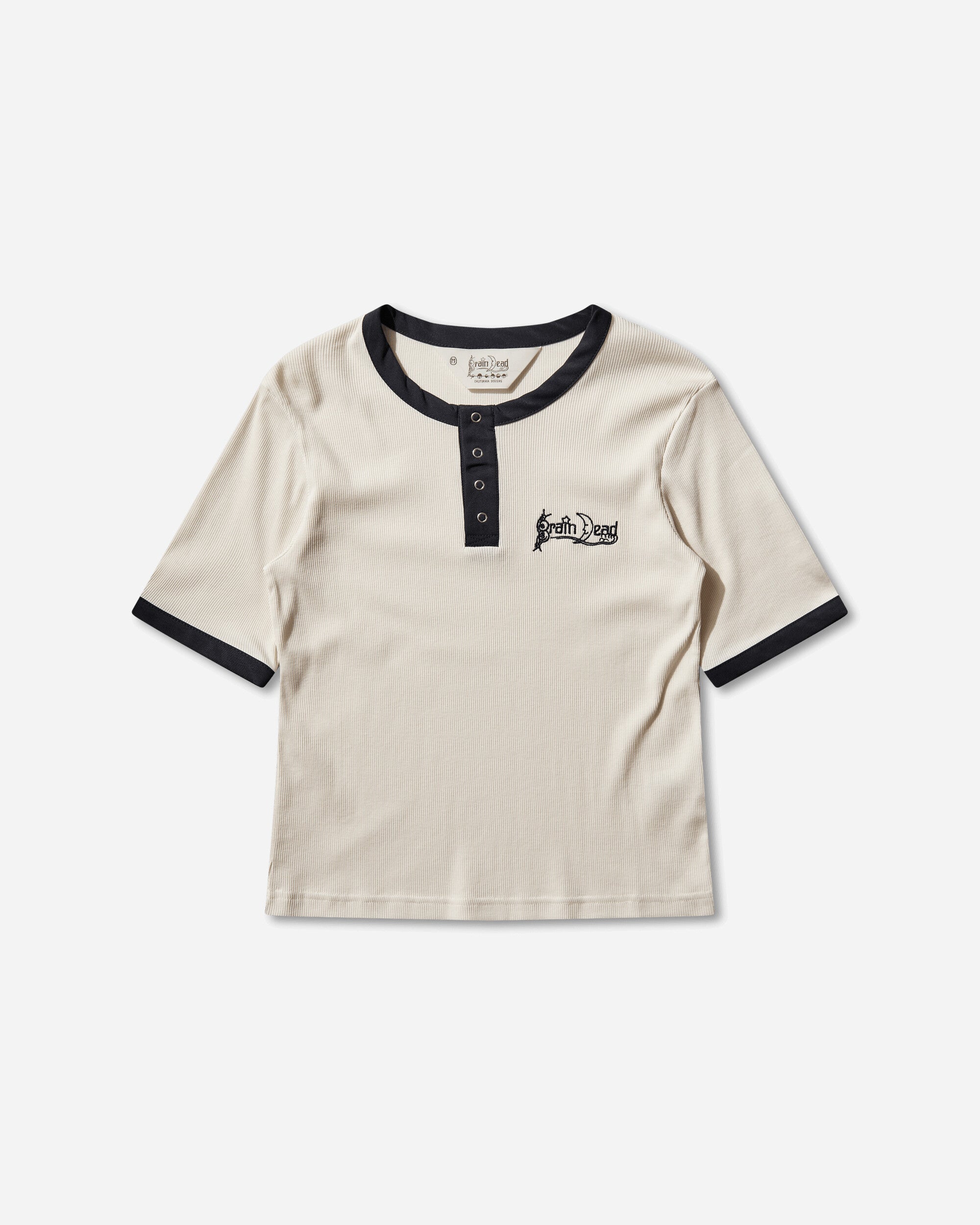 Brain Dead Women's Ribbed Henley Top Natural