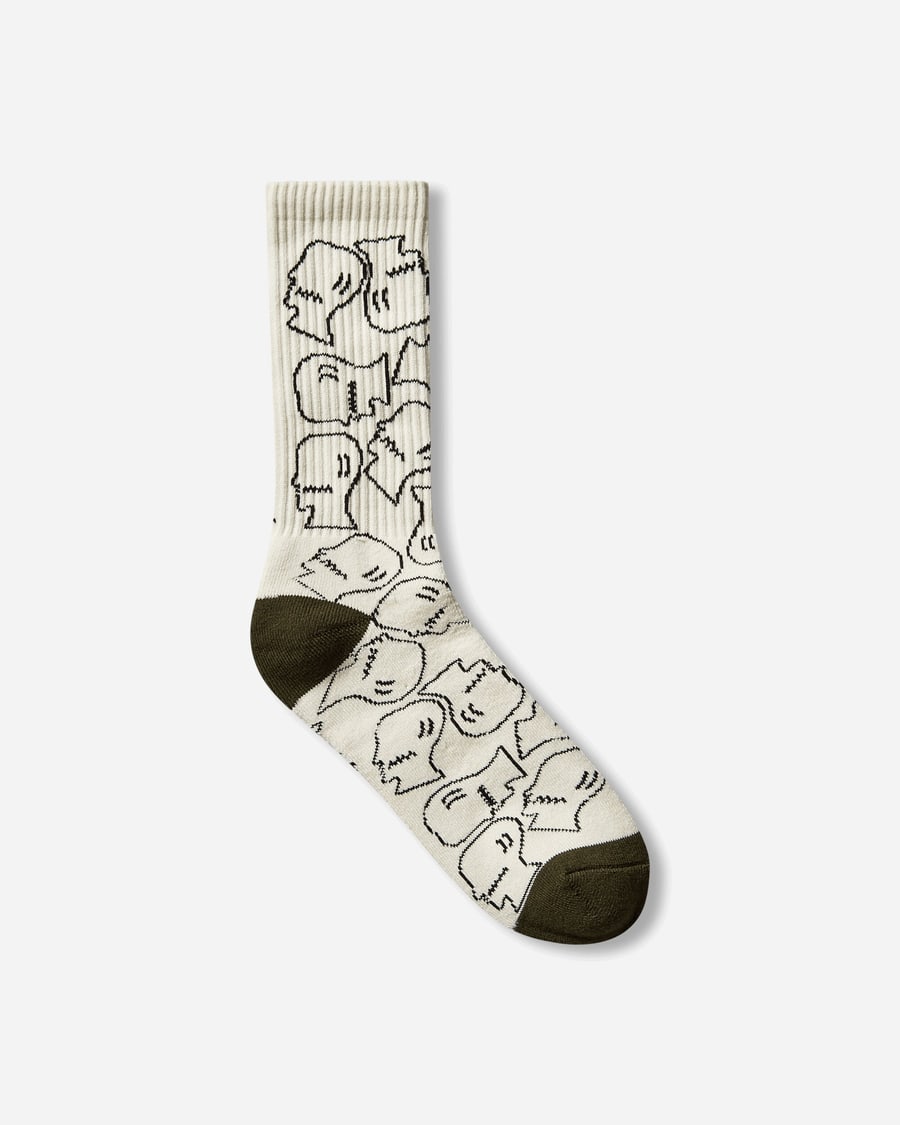 Brain Dead Logohead Crew Socks Cream
