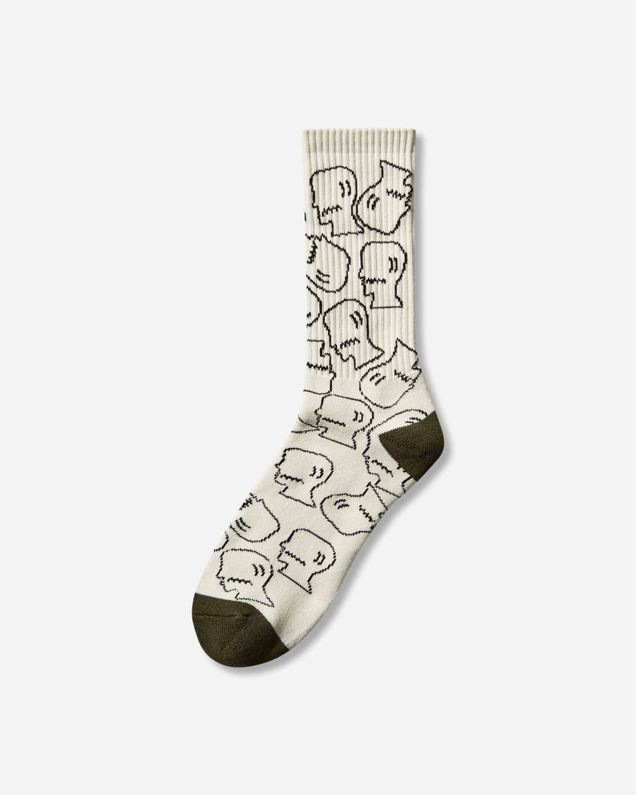 Brain Dead Logohead Crew Socks Cream, view 2