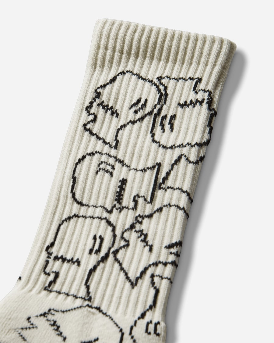 Brain Dead Logohead Crew Socks Cream, view 3