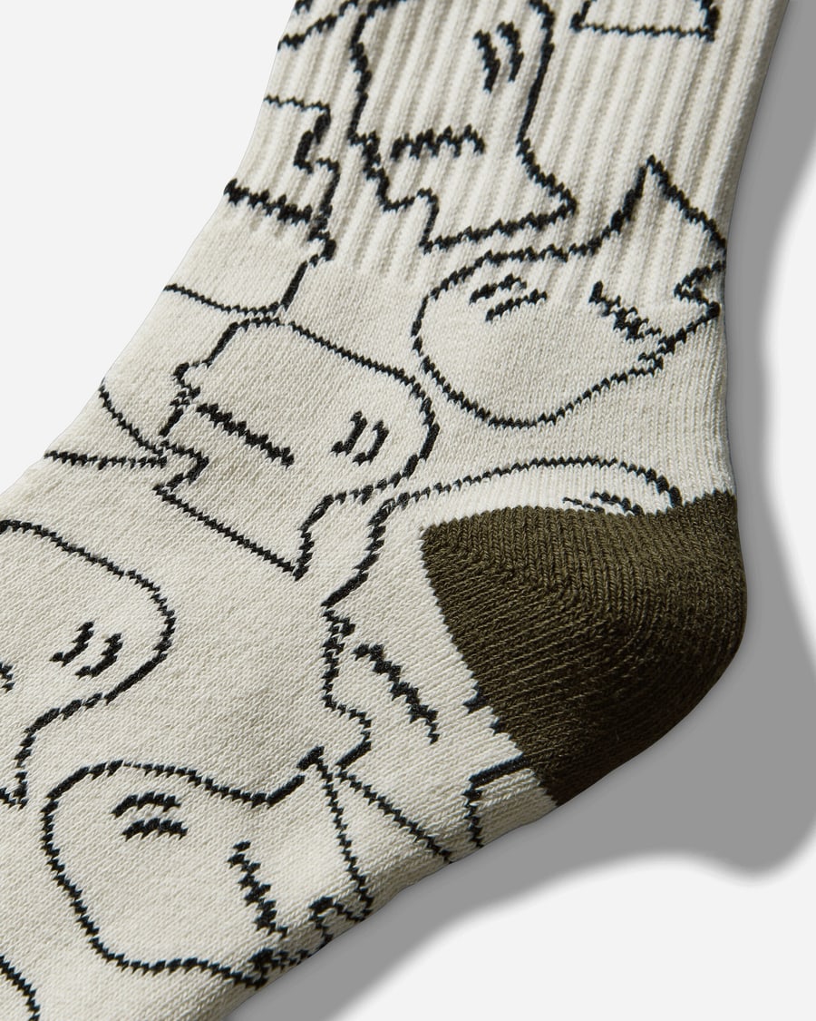 Brain Dead Logohead Crew Socks Cream, view 4