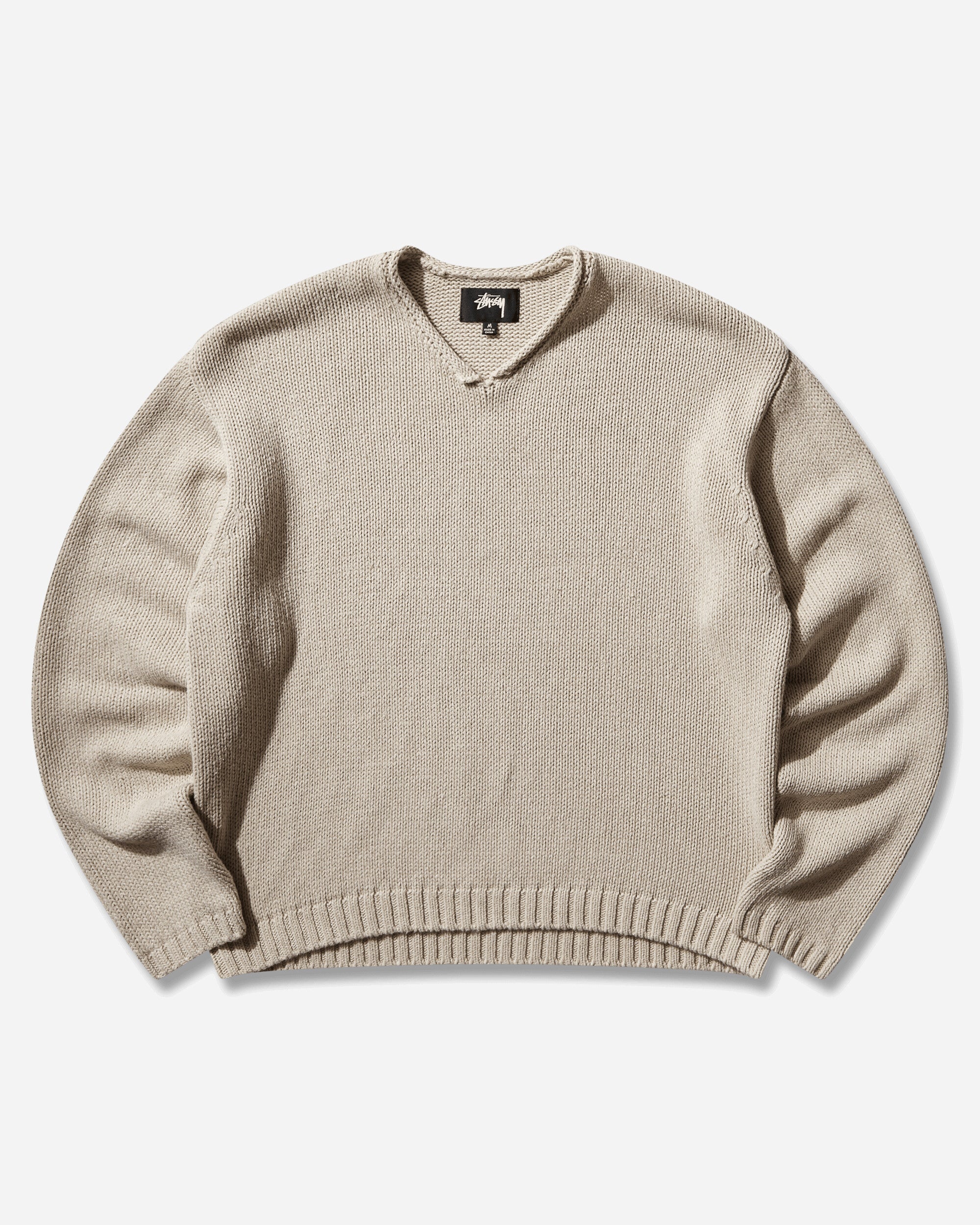 Stüssy Roll V Neck Sweater Oatmeal