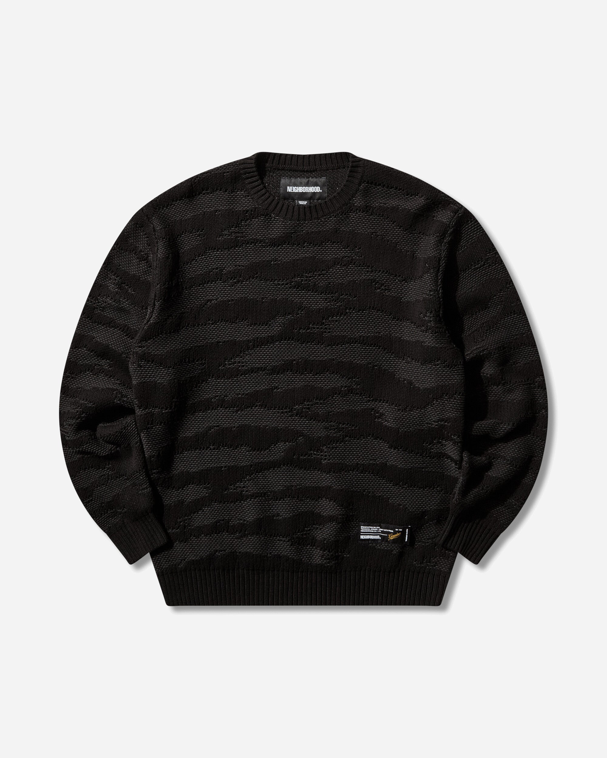 Neighborhood Men's Camo Pattern Crewneck Sweater Black