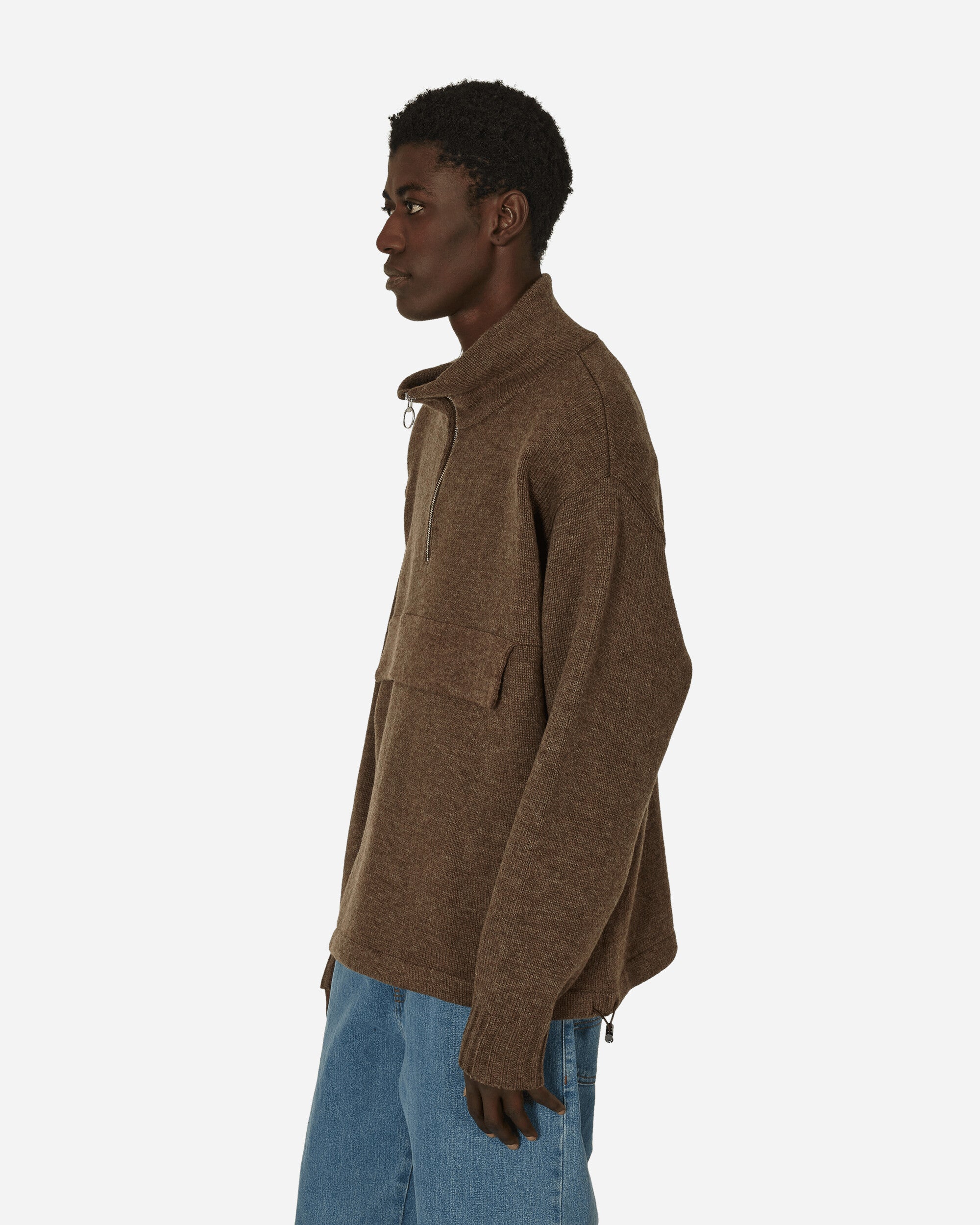 KAPITAL 5G Shetland Wool Half Zip Anorak Moca, view 2