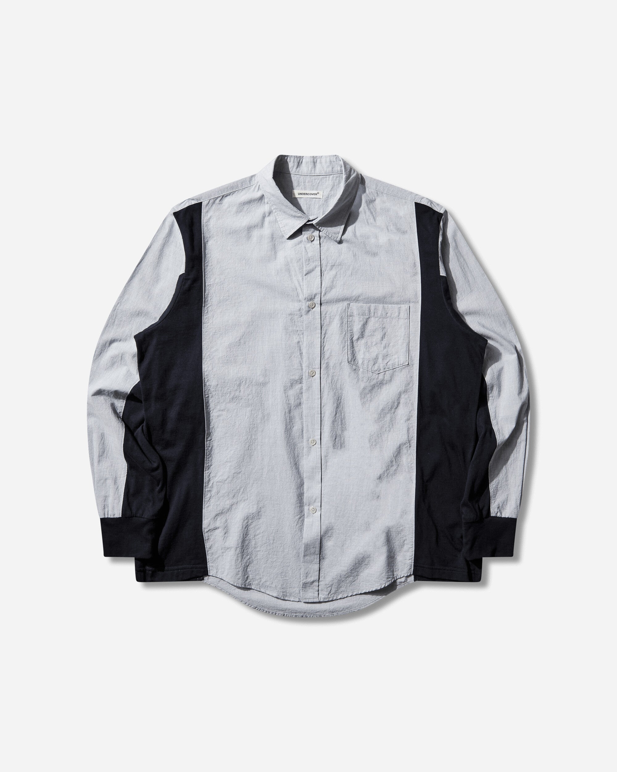 Undercover Men's Paneled Cotton Shirt Navy Stripe