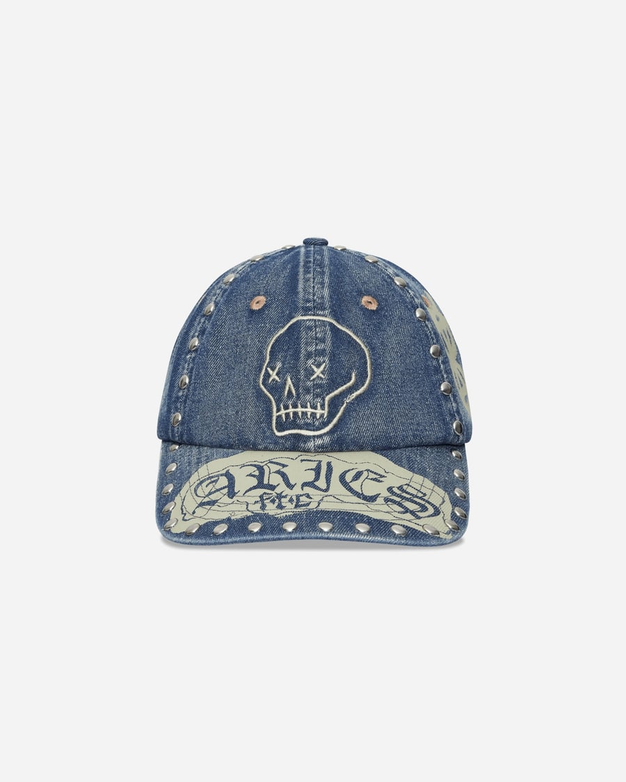 Aries Studded Mega Graphic Denim Cap Blue, view 2