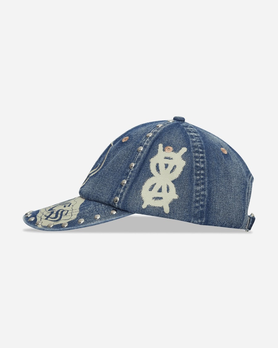 Aries Studded Mega Graphic Denim Cap Blue, view 3