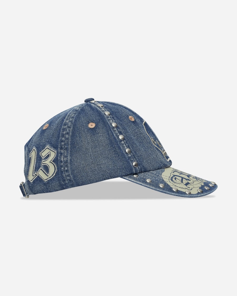 Aries Studded Mega Graphic Denim Cap Blue, view 5