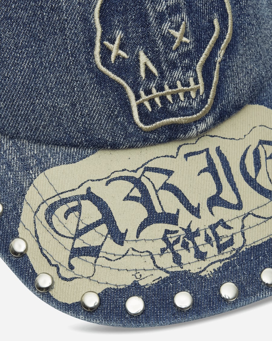 Aries Studded Mega Graphic Denim Cap Blue, view 6