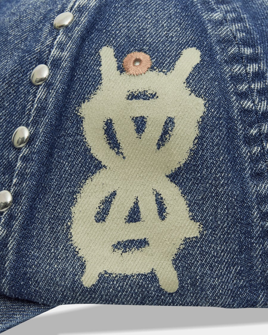 Aries Studded Mega Graphic Denim Cap Blue, view 7