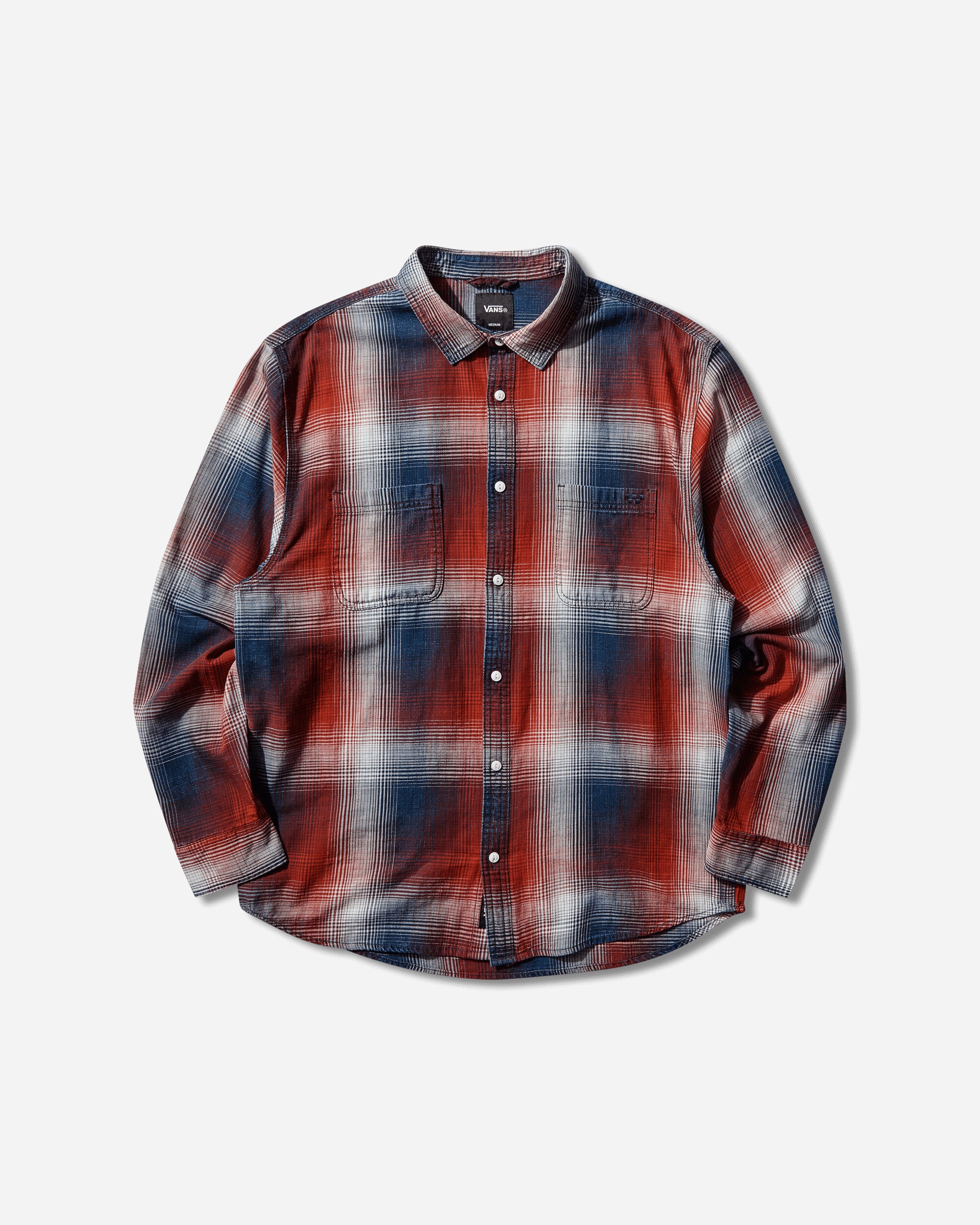 Vans Men's Indigo Plaid Longsleeve Shirt Racing Red