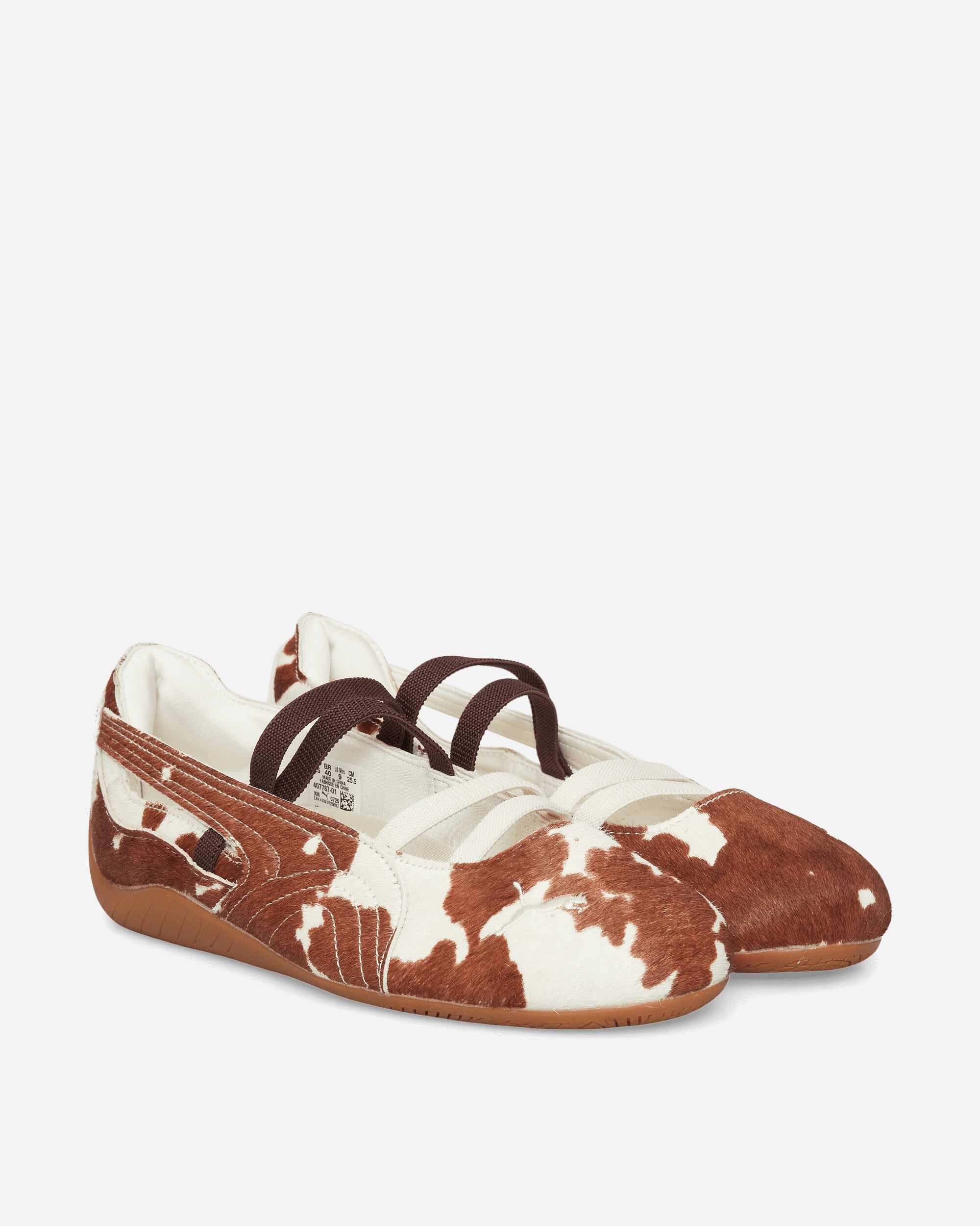 Puma Women's Speedcat Ballet Cow Print Shoes Chocolate Brown / Warm White, view 2