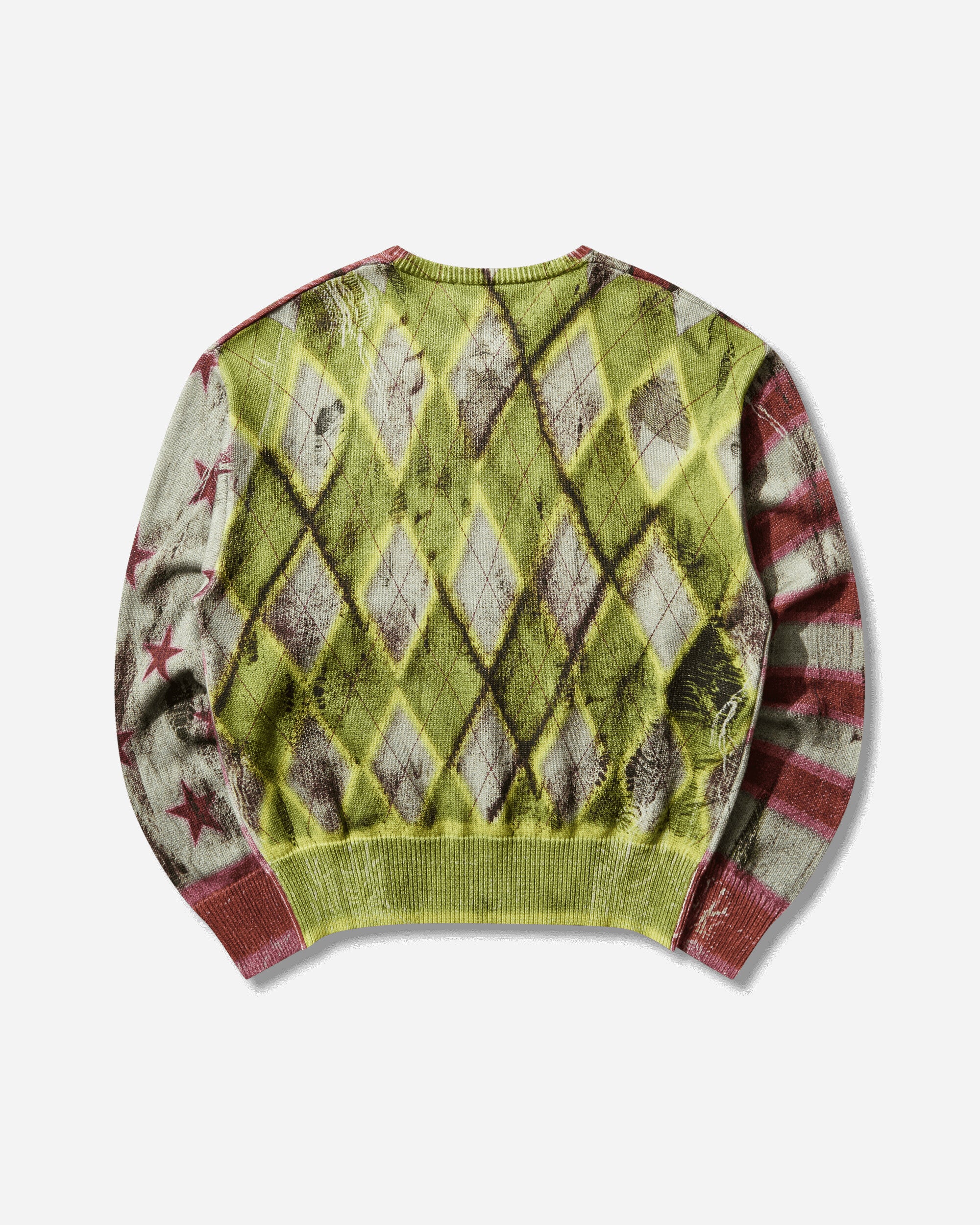 Aries Digi Patchwork V Neck Knit Sweater Multicolor