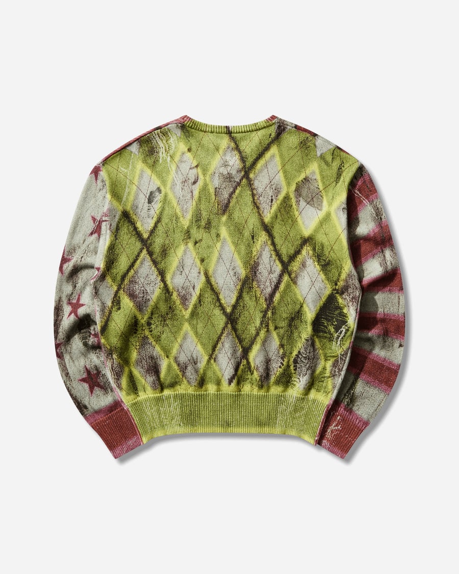 Aries Digi Patchwork V Neck Knit Sweater Multicolor, view 2